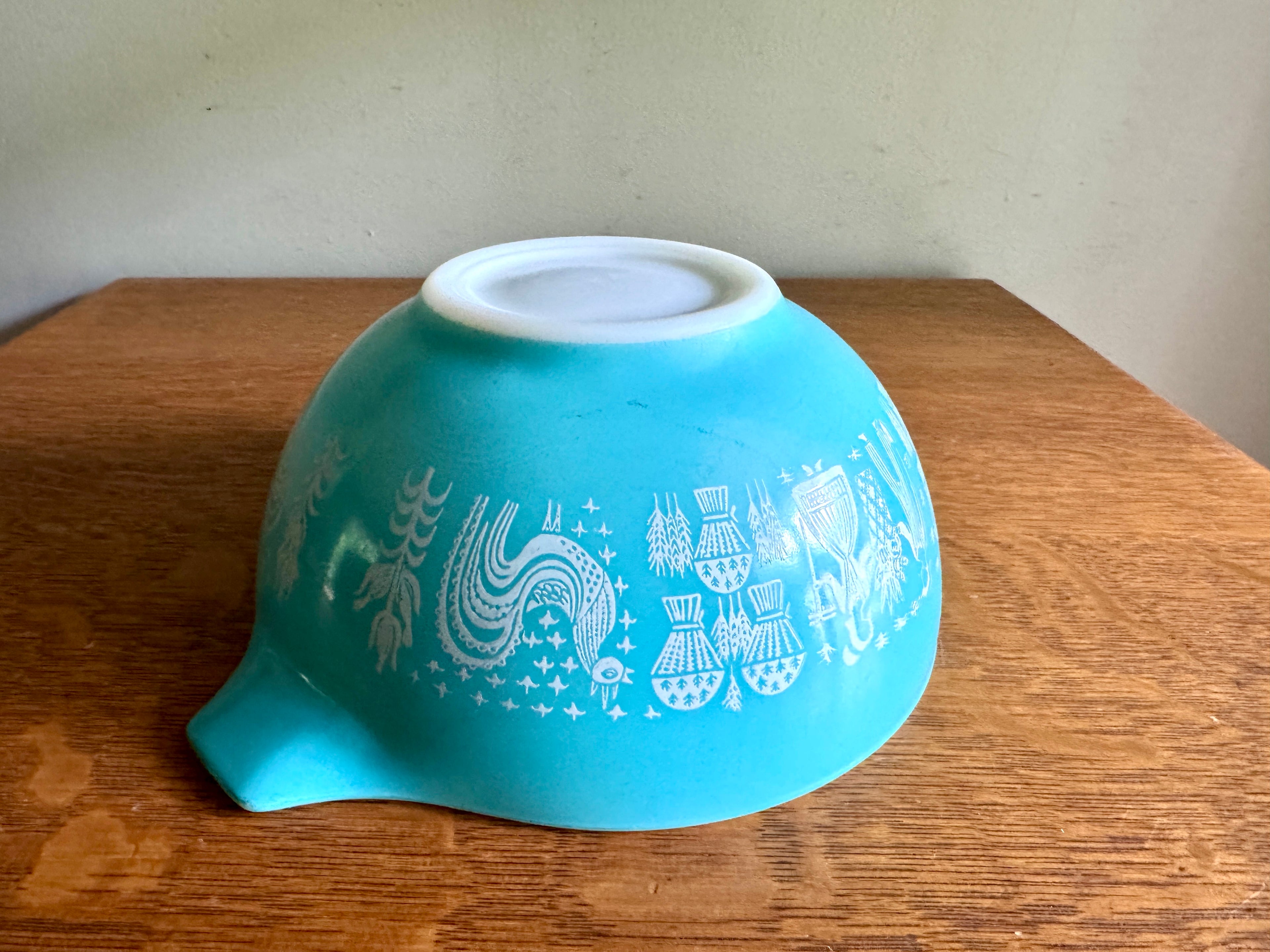 Vtg Pyrex #442 Amish Butterprint Turquoise Cinderella 1-1/2 Qt Mixing Bowl