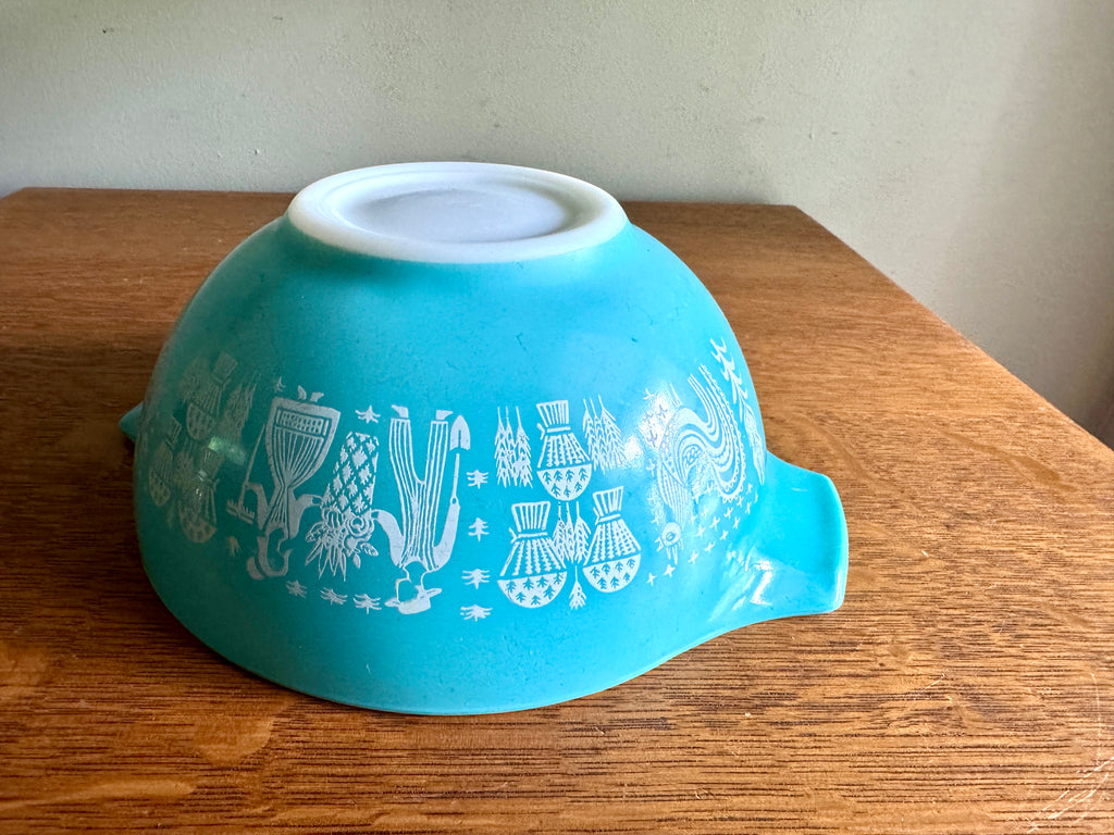 Vtg Pyrex #442 Amish Butterprint Turquoise Cinderella 1-1/2 Qt Mixing Bowl