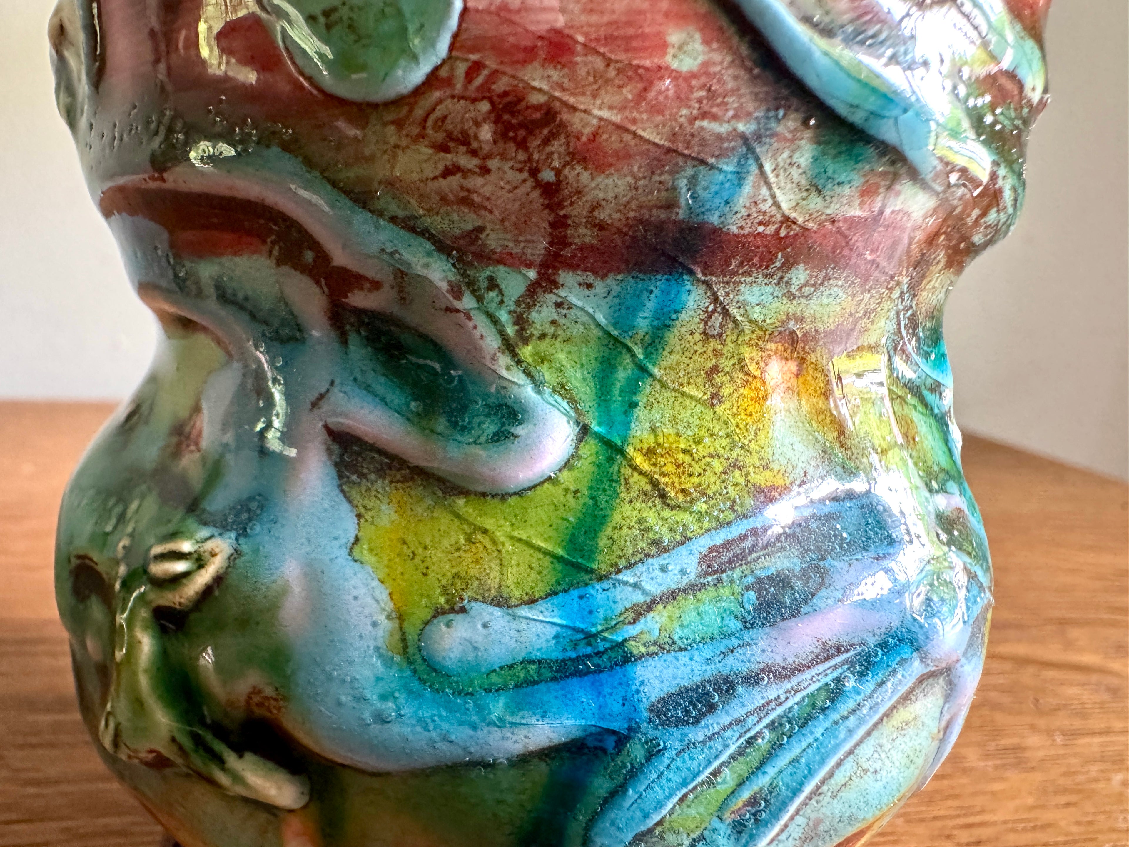 Vtg Lisa Orr Vibrant Colored Glaze Pottery Mug ~ Lisa Orr Ceramic Mug