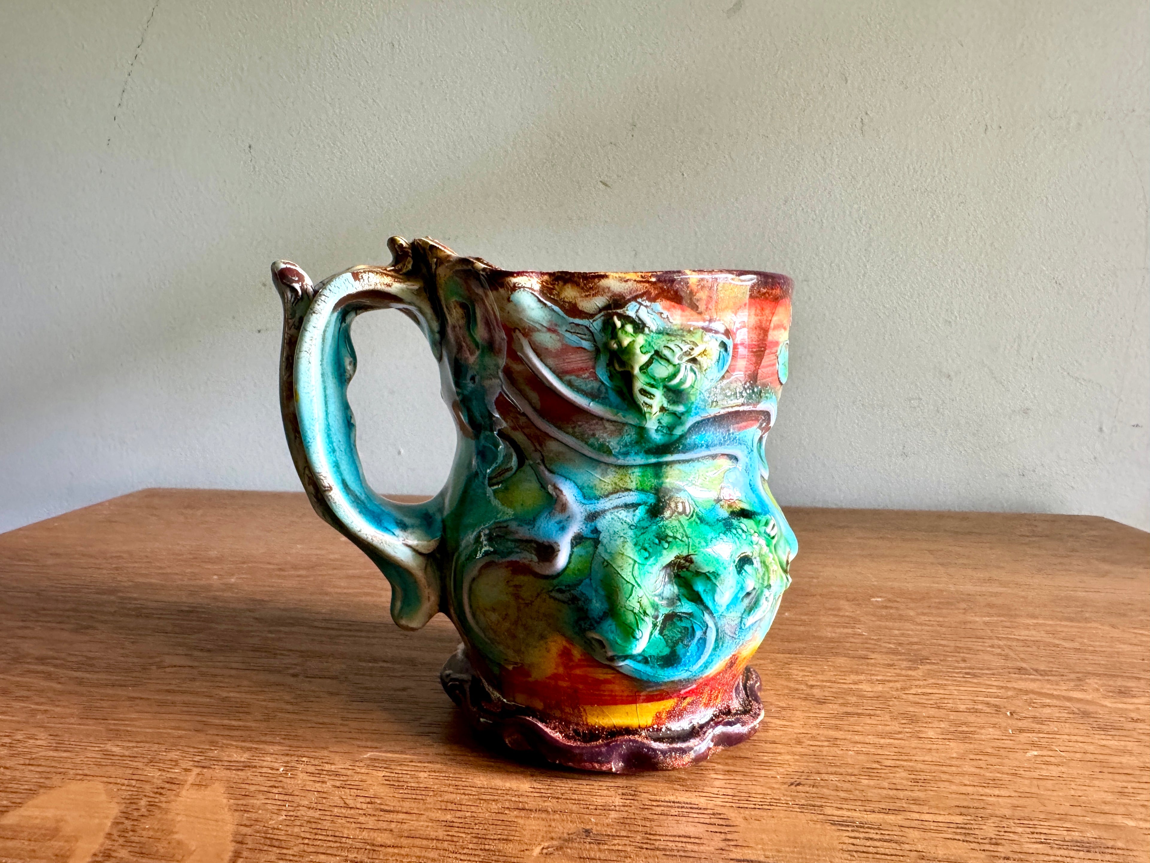 Vtg Lisa Orr Vibrant Colored Glaze Pottery Mug ~ Lisa Orr Ceramic Mug