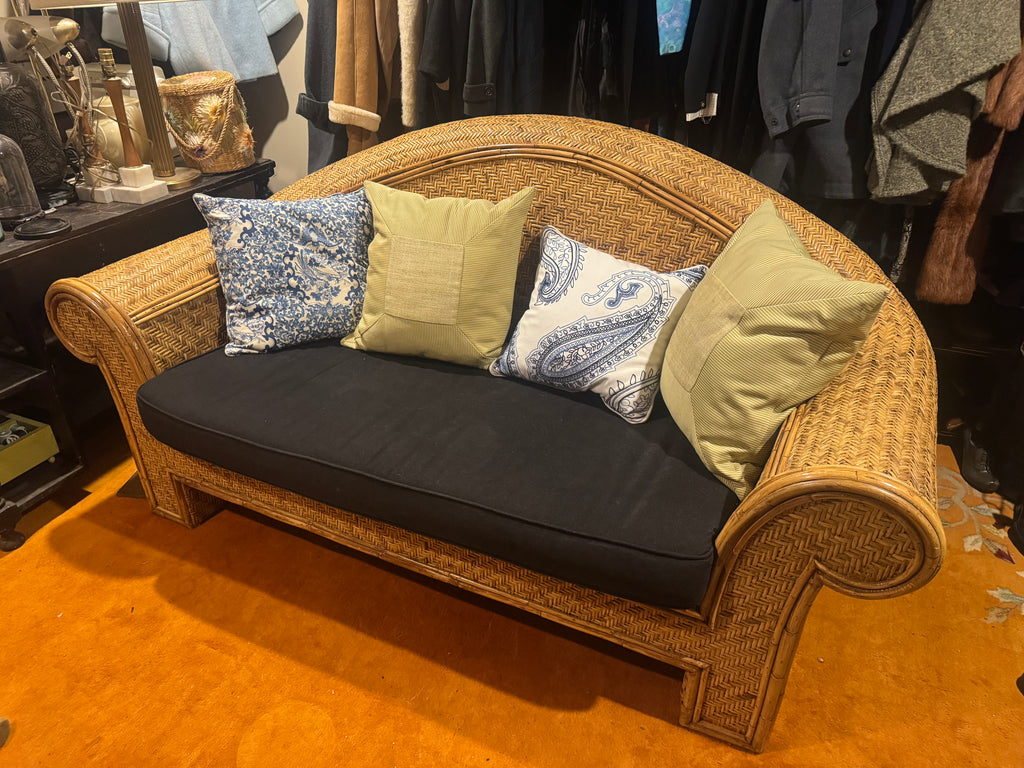 Ralph Lauren Attr. Large Woven Wicker Rattan Loveseat