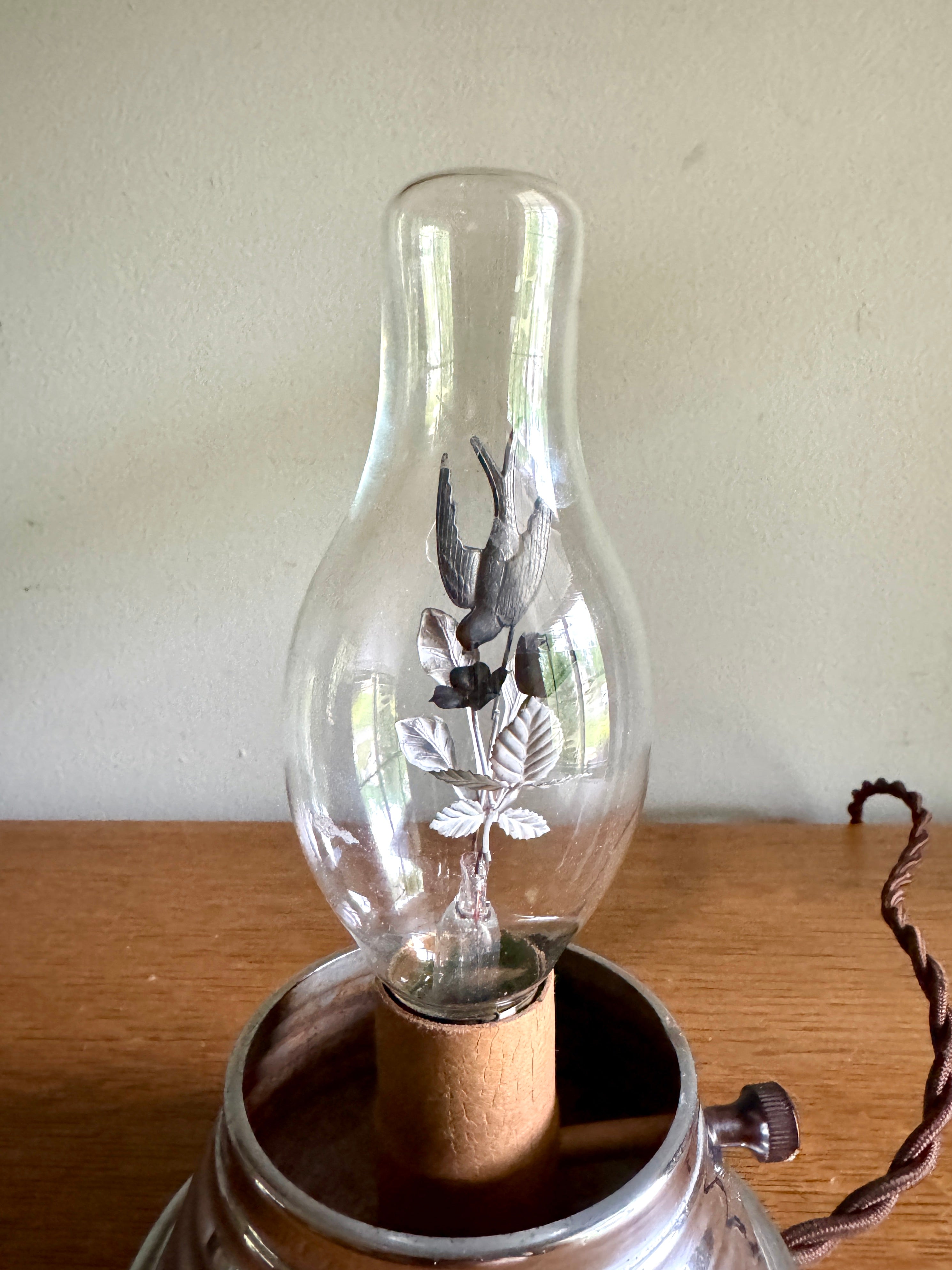 1940's Aerolux Light Bulb Swallow Bird in Flowers ~ Aerolux Glowing Bird and Flower Bulb