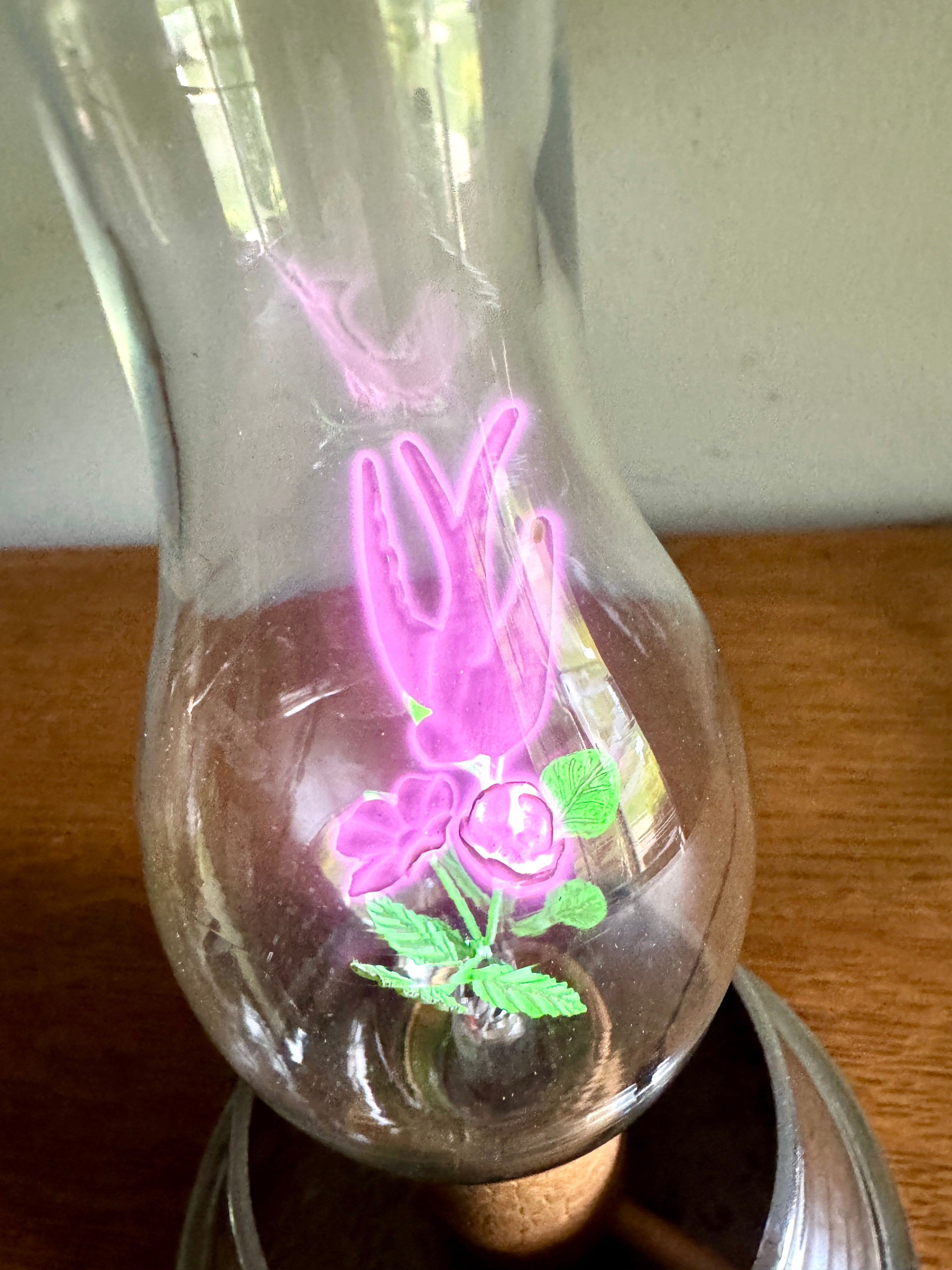 1940's Aerolux Light Bulb Swallow Bird in Flowers ~ Aerolux Glowing Bird and Flower Bulb