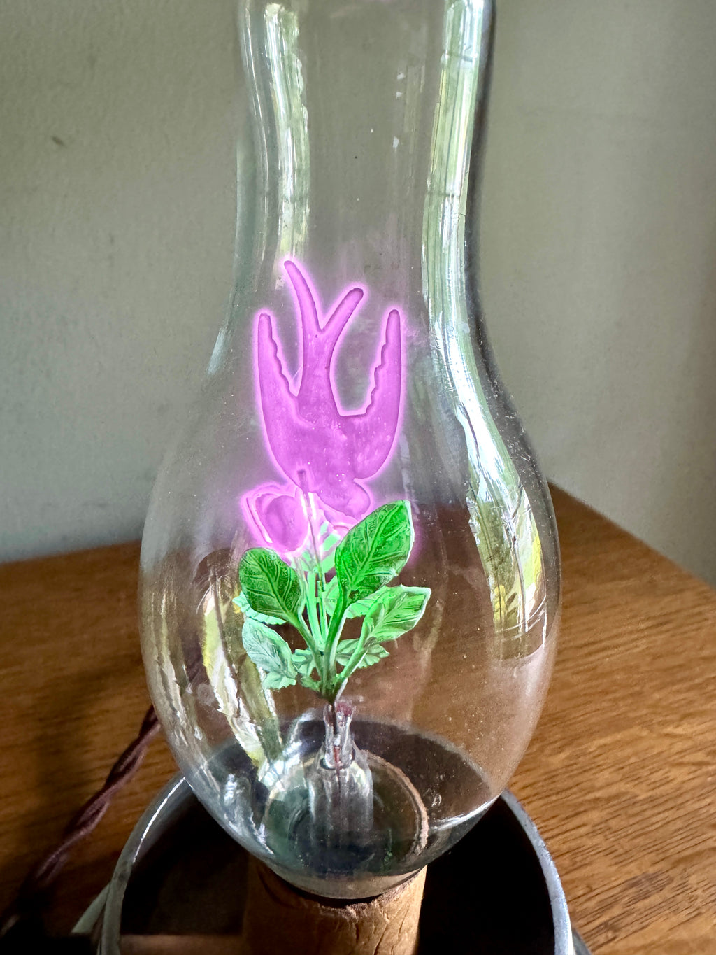 1940's Aerolux Light Bulb Swallow Bird in Flowers ~ Aerolux Glowing Bird and Flower Bulb