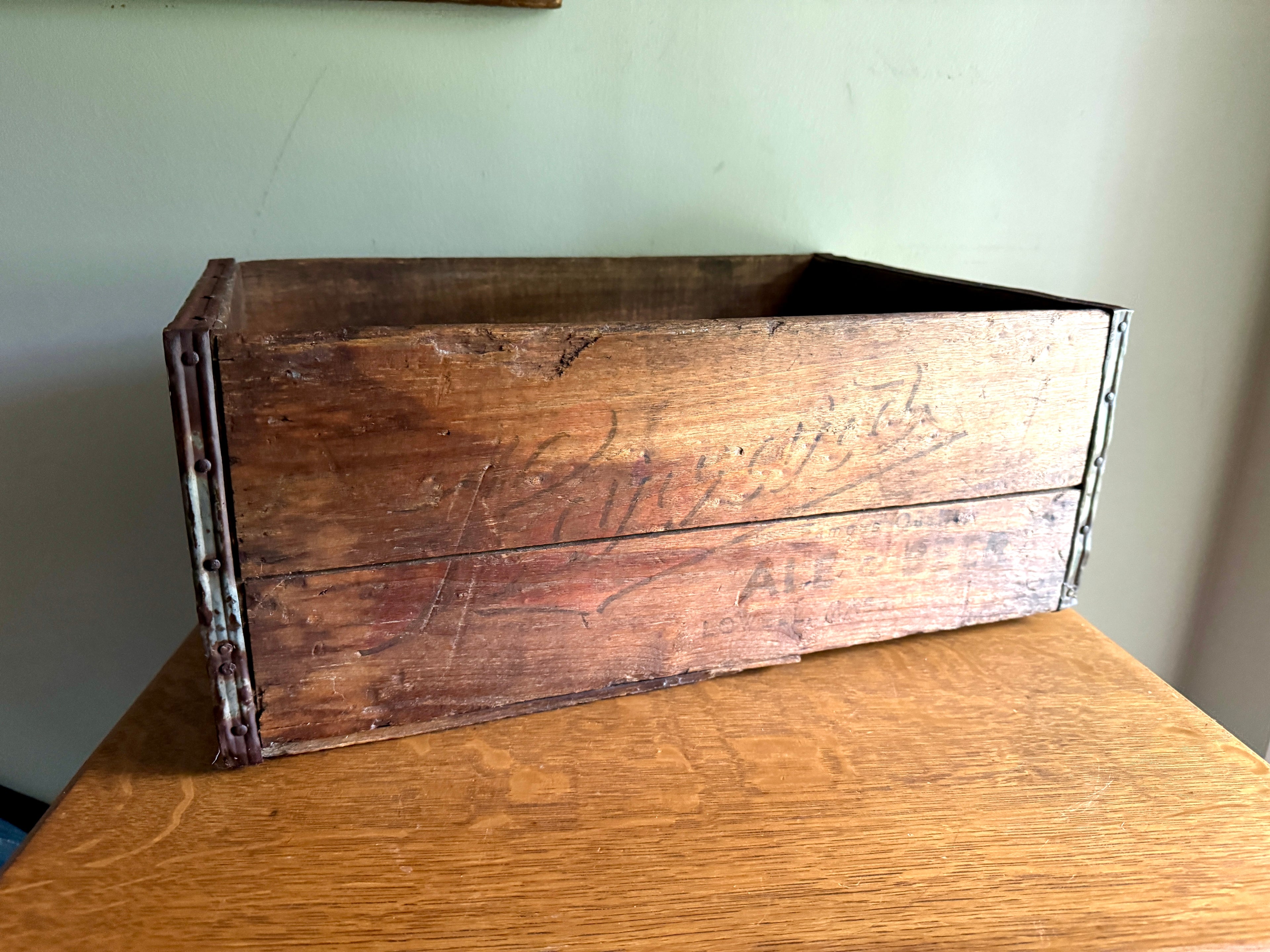 Distressed Wooden Harvard Brewing Co. Crate ~ Harvard Ale & Beer Wood Crate