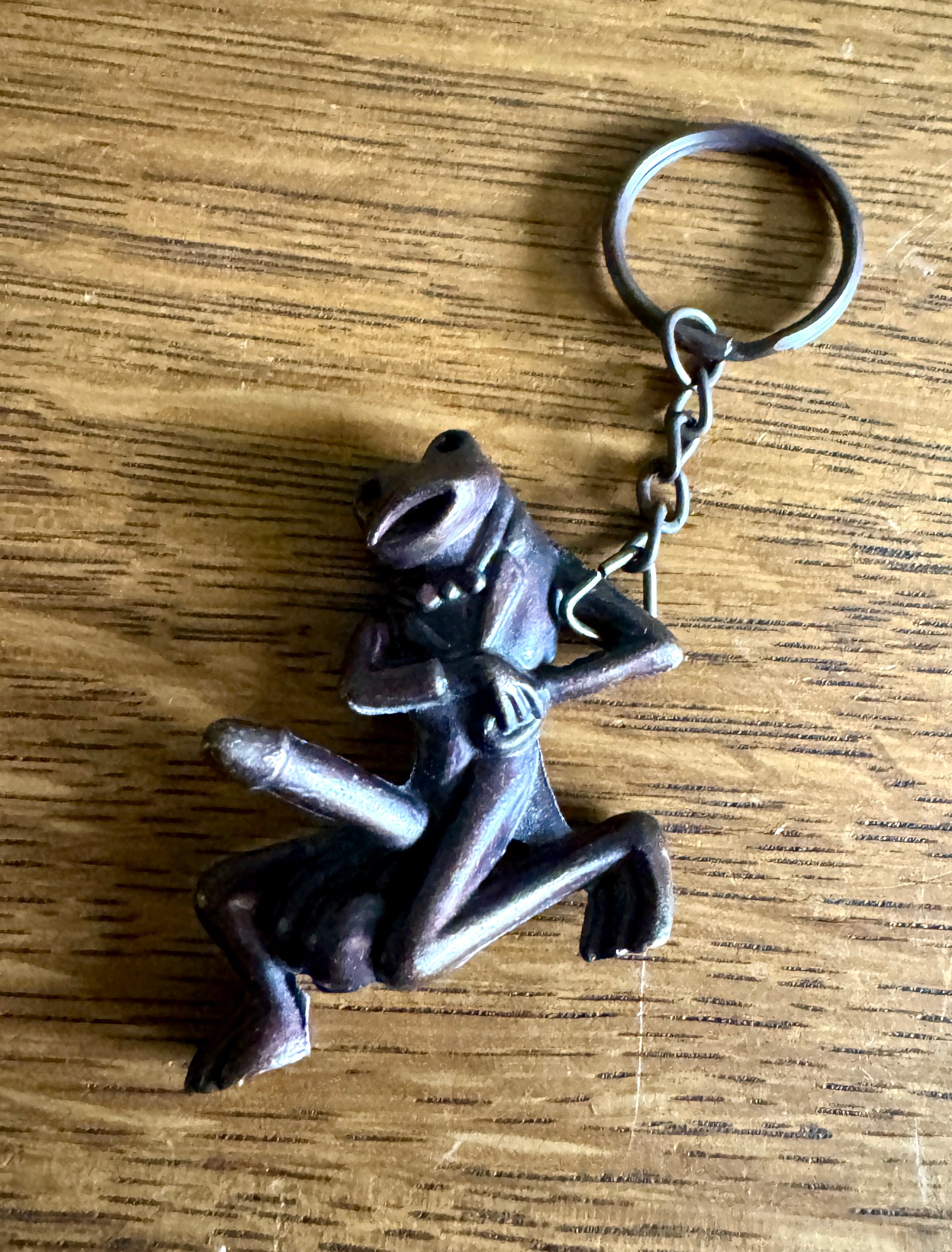 Vtg Novelty Well Endowed Frog Key Chained ~ Naughty Frog Key Chain