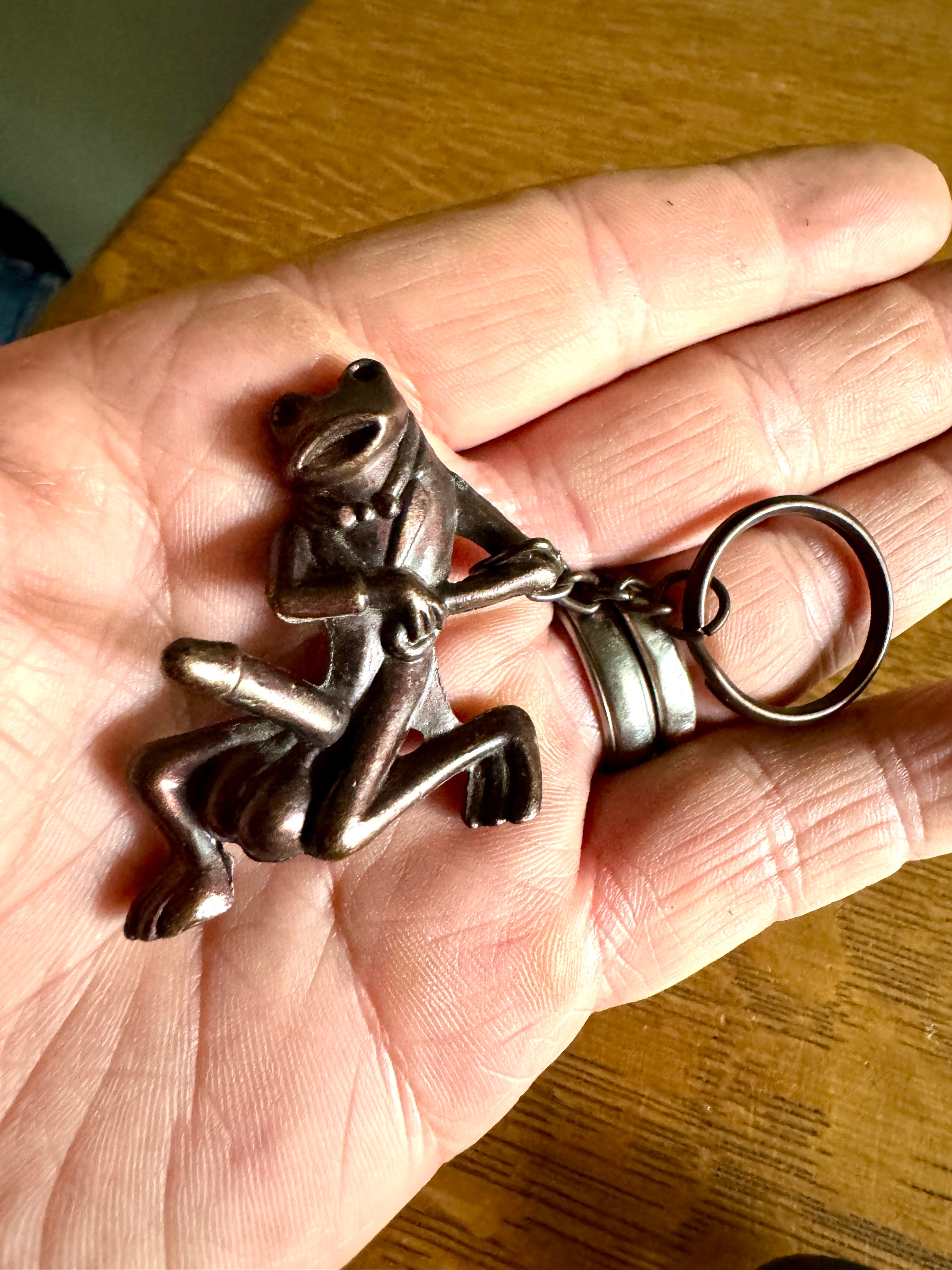 Vtg Novelty Well Endowed Frog Key Chained ~ Naughty Frog Key Chain