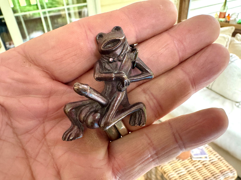 Vtg Novelty Well Endowed Frog Key Chained ~ Naughty Frog Key Chain