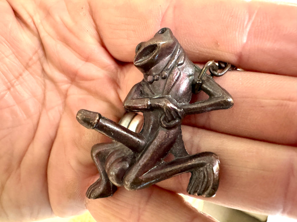 Vtg Novelty Well Endowed Frog Key Chained ~ Naughty Frog Key Chain