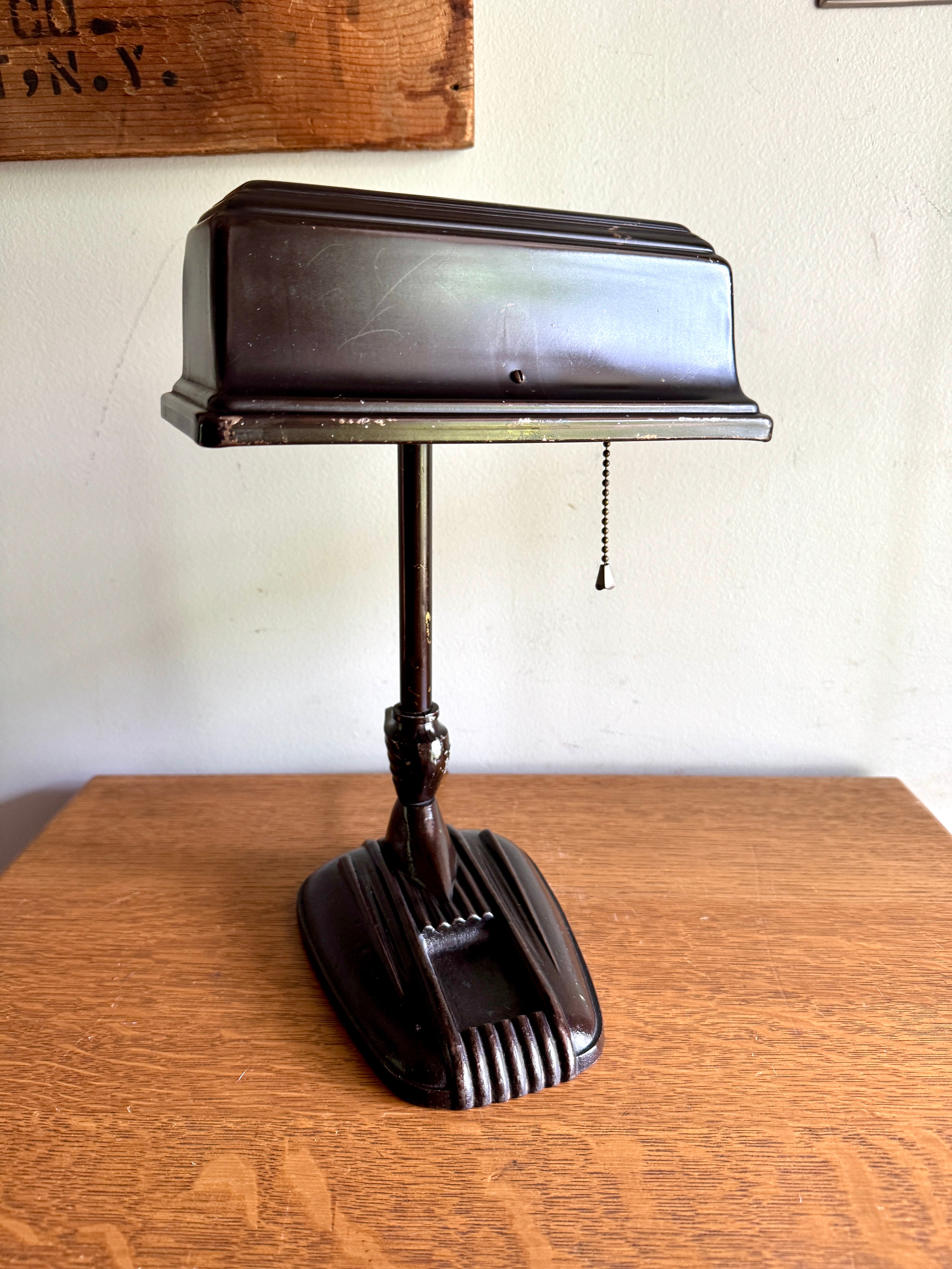 Distressed Machine Age Bankers Lamp ~ Art Decor Desk Lamp