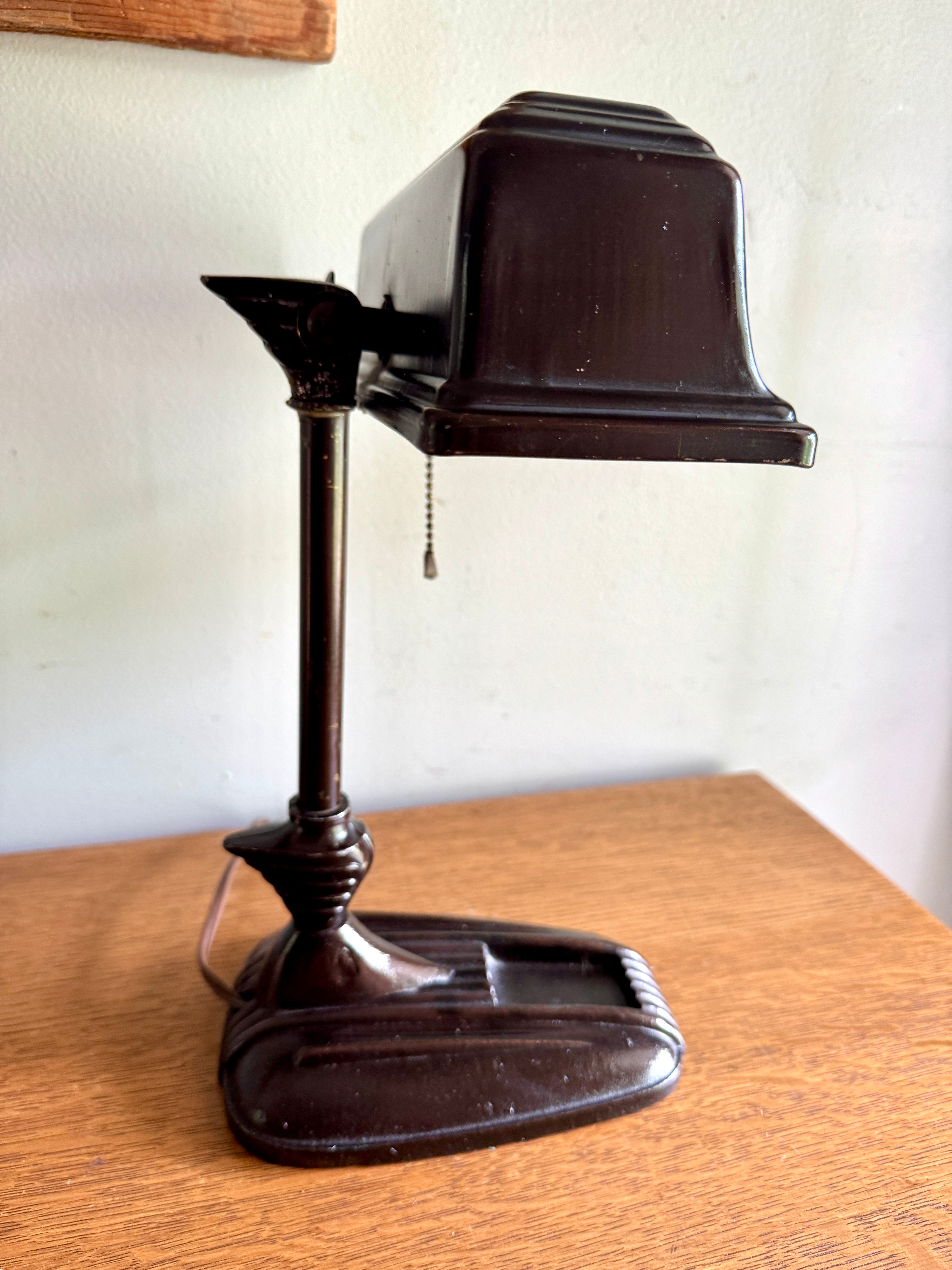 Distressed Machine Age Bankers Lamp ~ Art Decor Desk Lamp