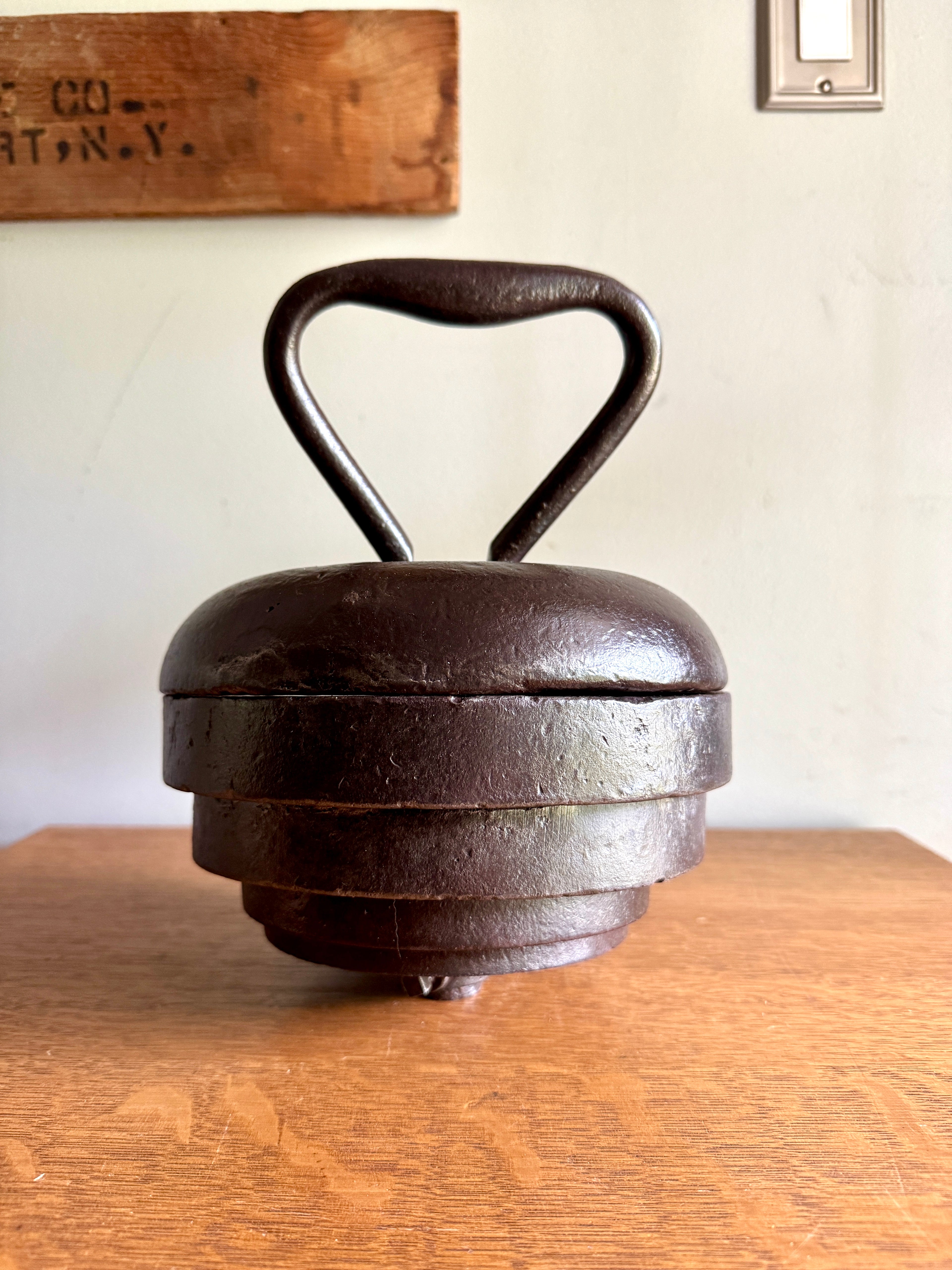 Antique 50 lbs. Cast Iron Kettlebell ~ Adjustable Plate Cast Iron Kettlebell