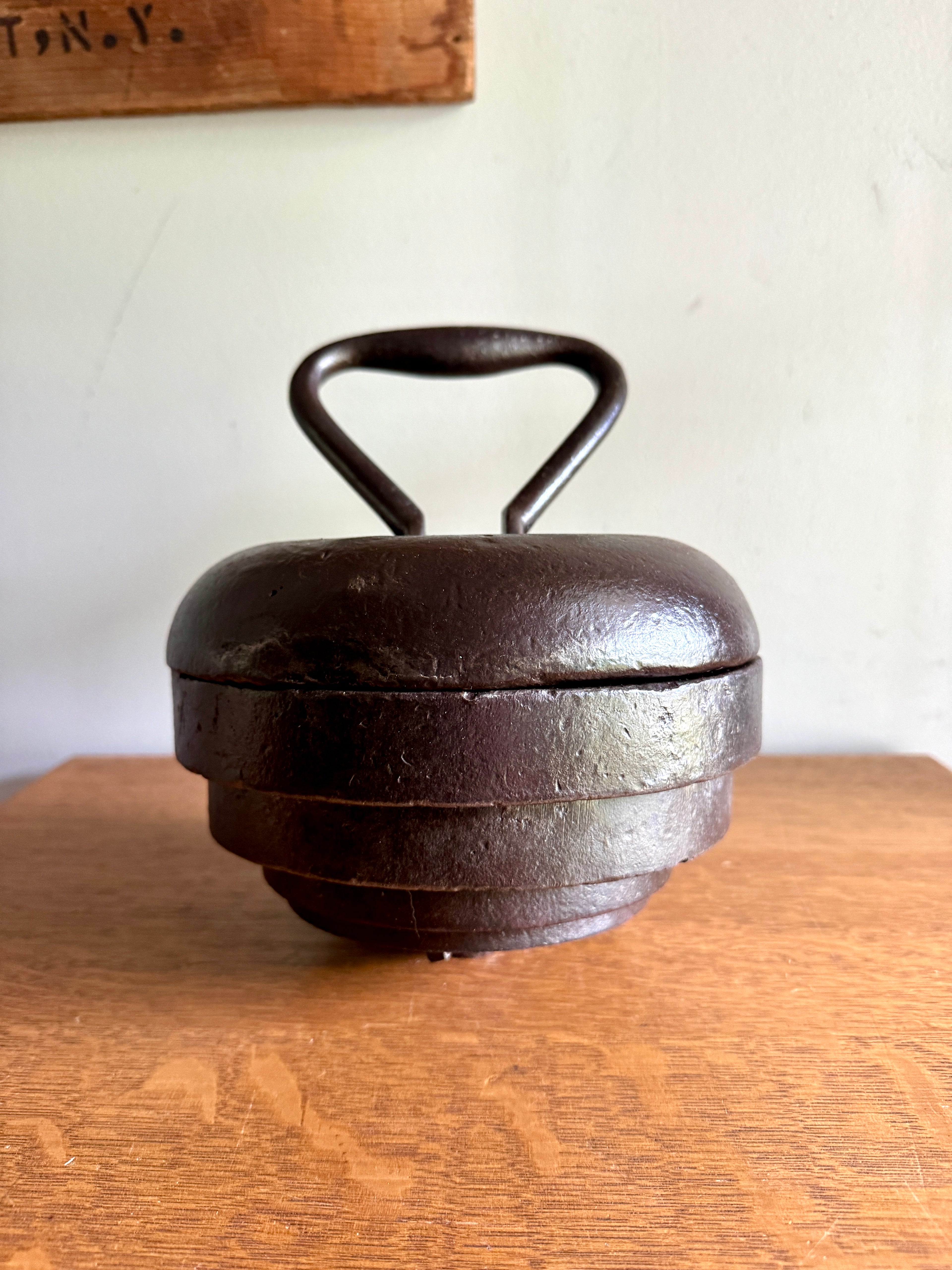 Antique 50 lbs. Cast Iron Kettlebell ~ Adjustable Plate Cast Iron Kettlebell