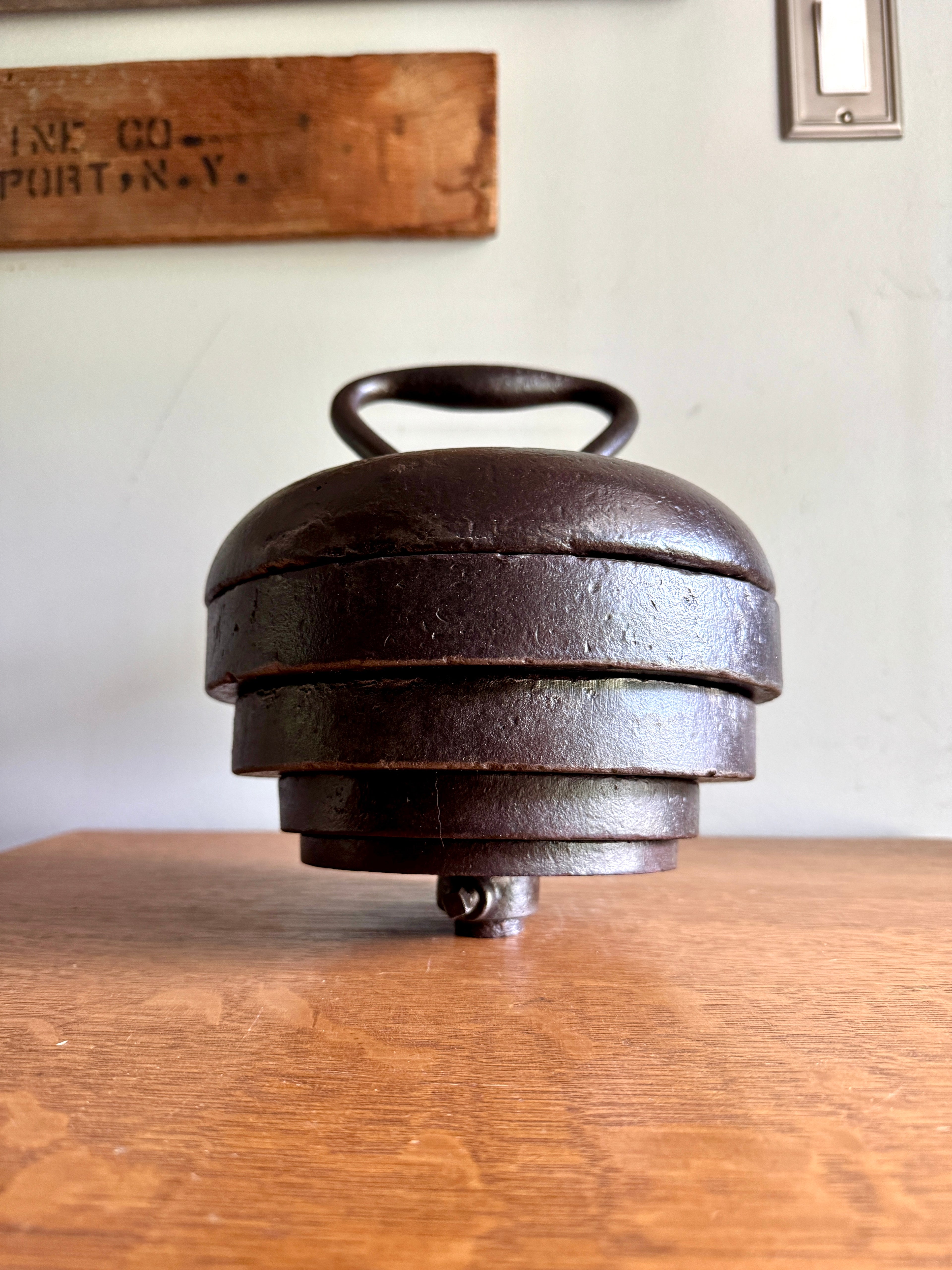 Antique 50 lbs. Cast Iron Kettlebell ~ Adjustable Plate Cast Iron Kettlebell