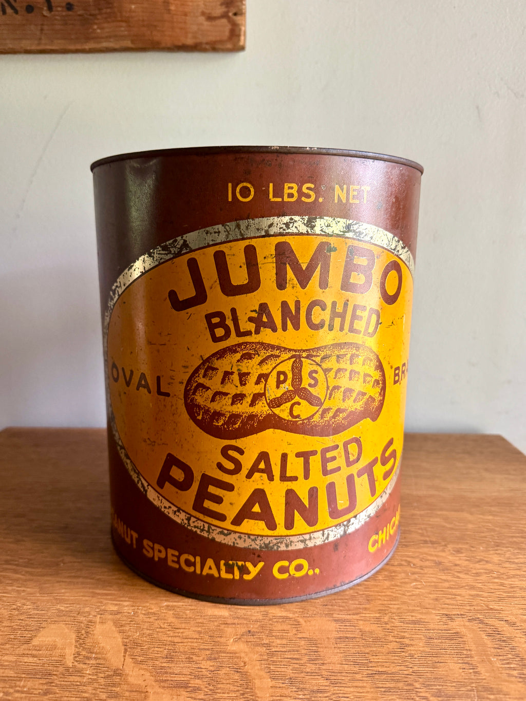 Antique Jumbo Blanched Salted Peanuts Tin ~ Peanut Specialty Co. Tin