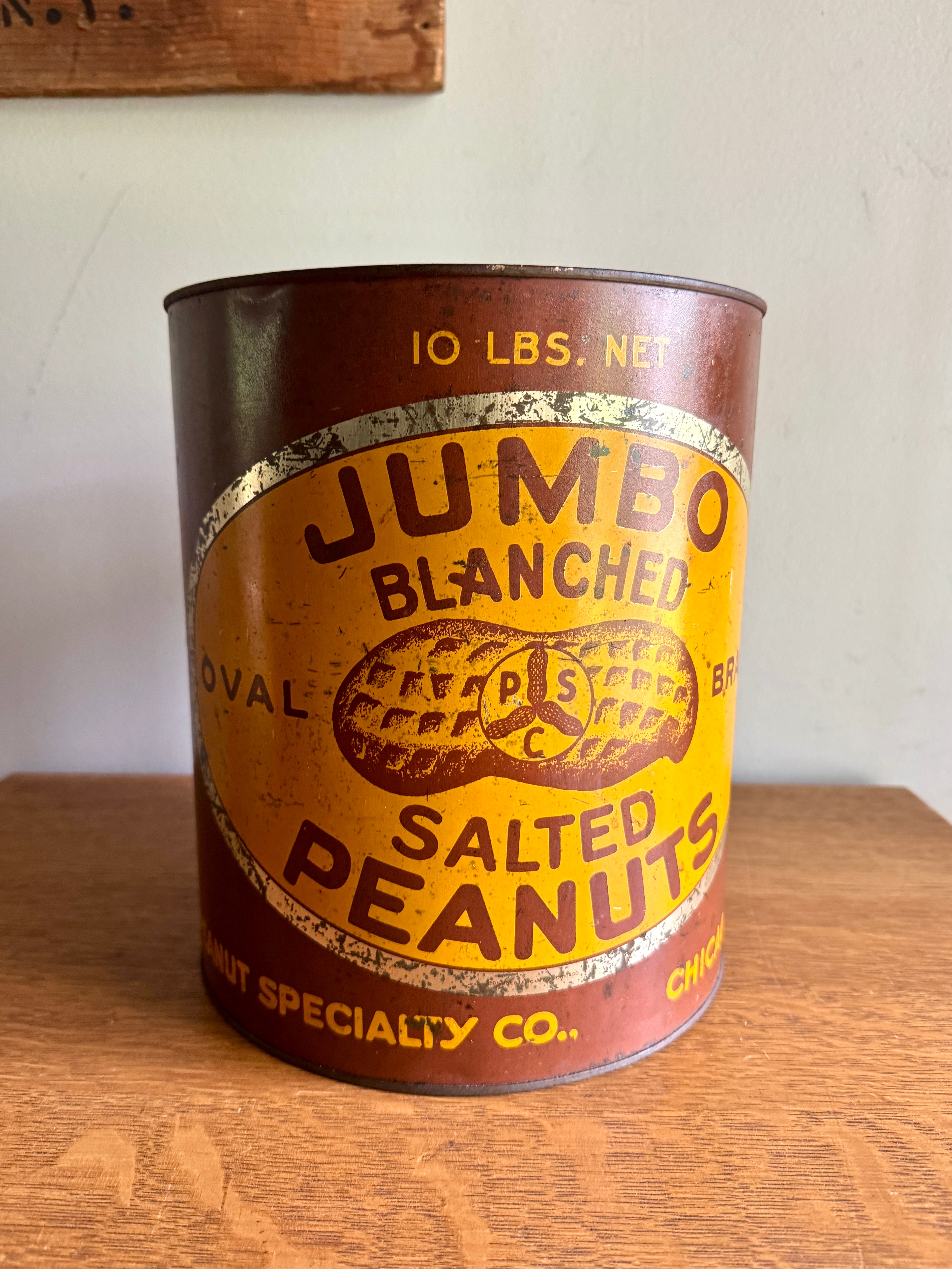 Antique Jumbo Blanched Salted Peanuts Tin ~ Peanut Specialty Co. Tin