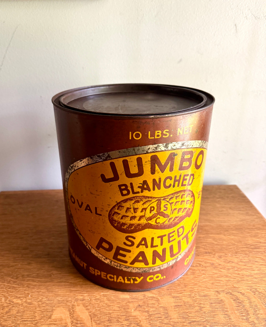 Antique Jumbo Blanched Salted Peanuts Tin ~ Peanut Specialty Co. Tin