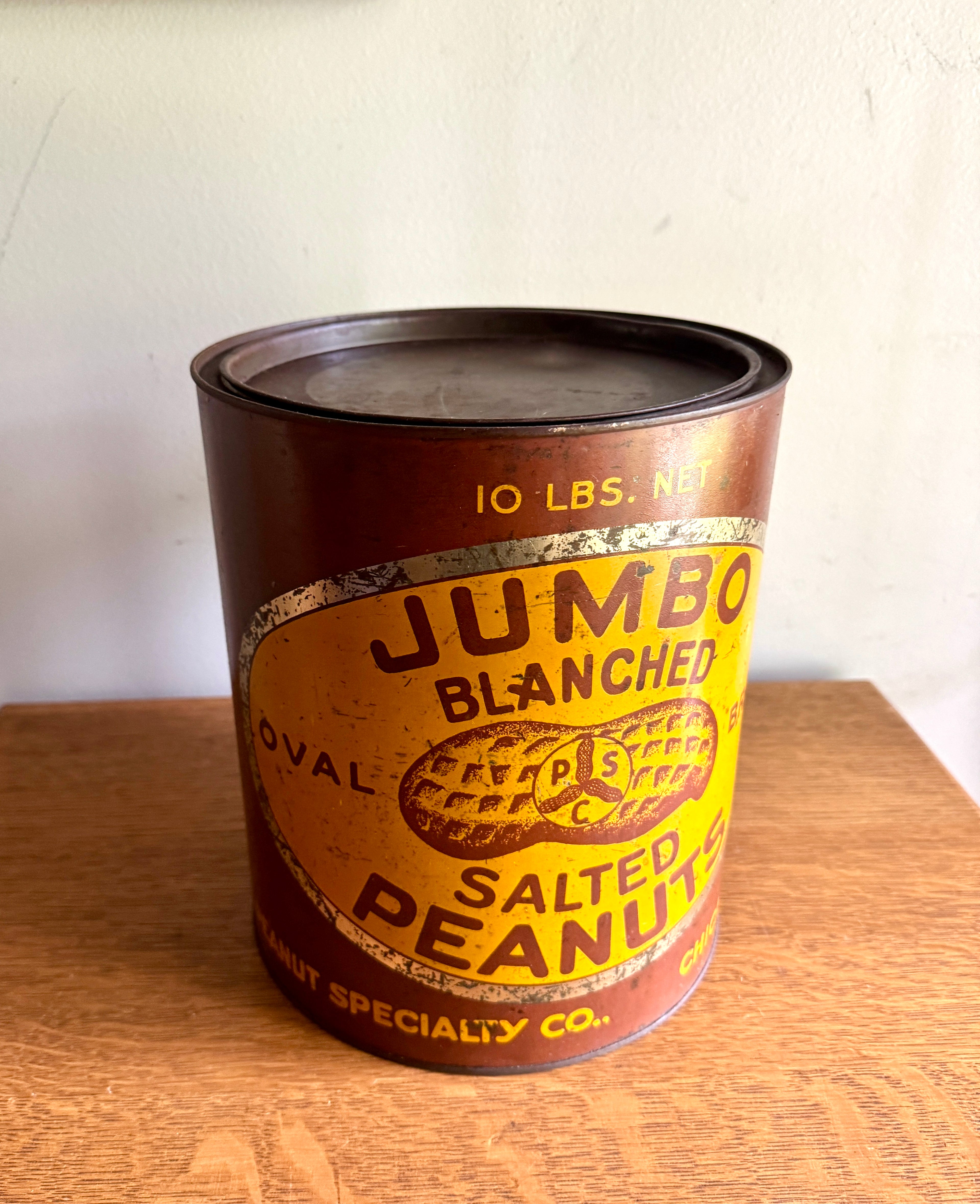 Antique Jumbo Blanched Salted Peanuts Tin ~ Peanut Specialty Co. Tin
