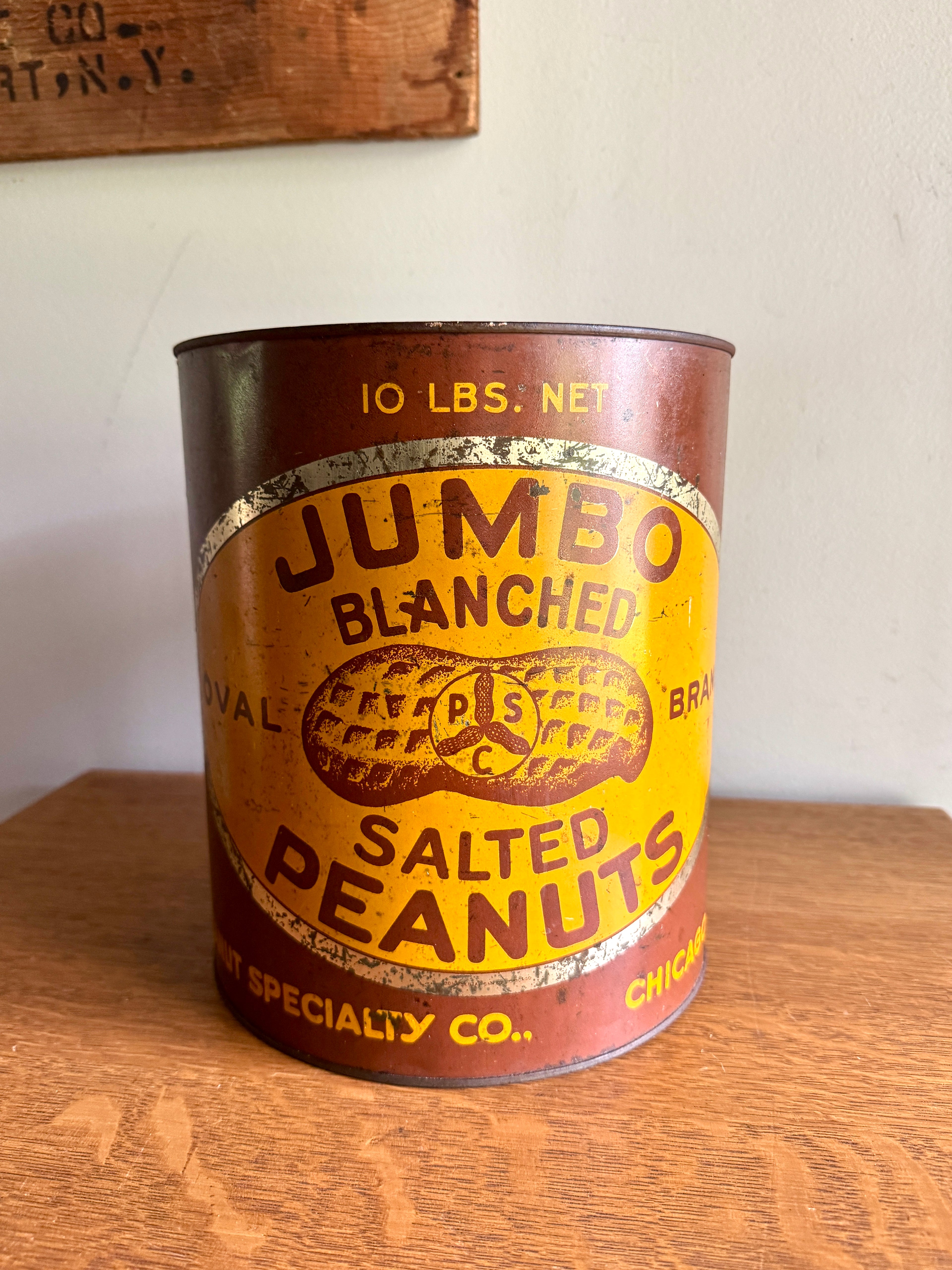 Antique Jumbo Blanched Salted Peanuts Tin ~ Peanut Specialty Co. Tin