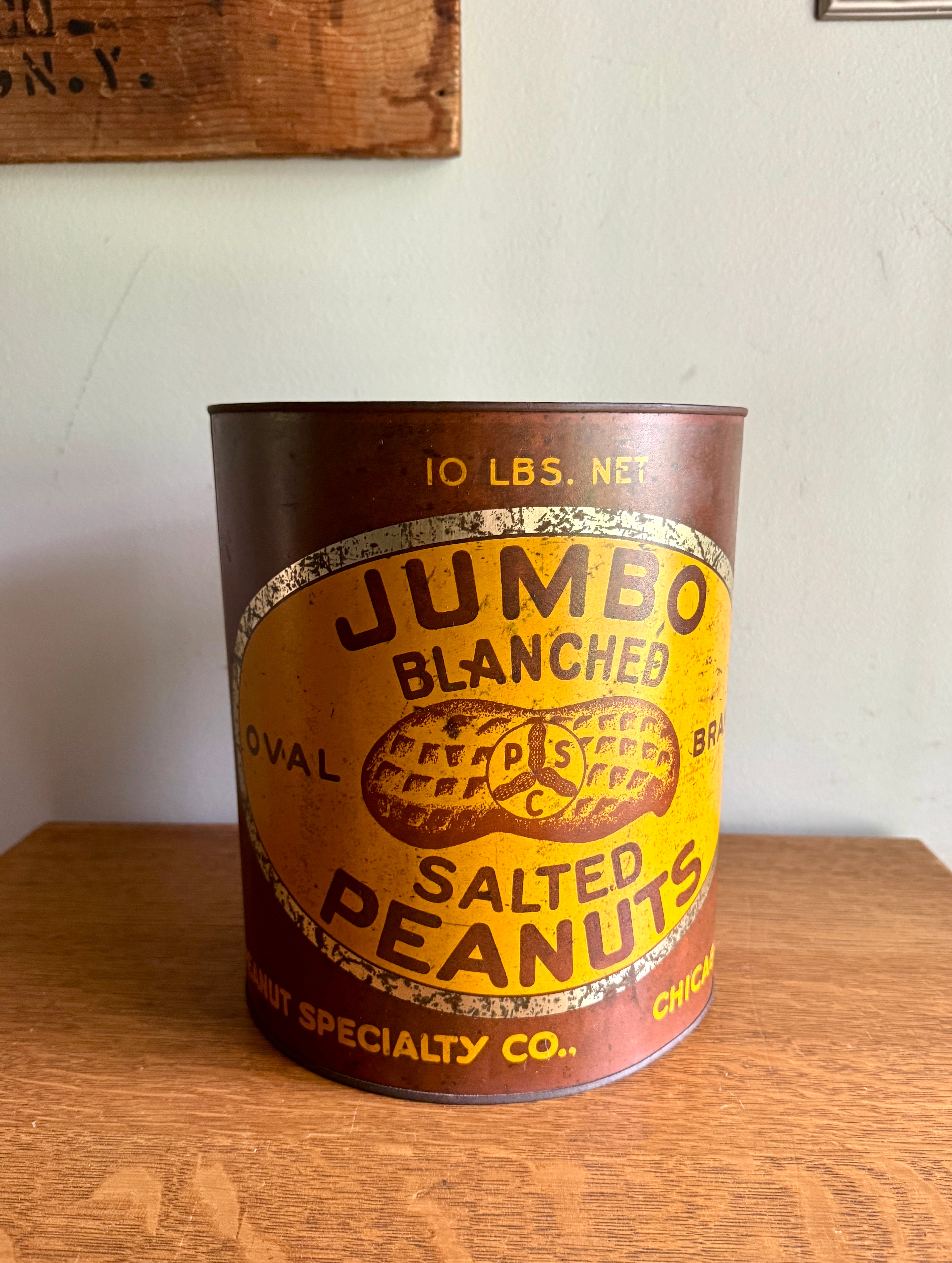 Antique Jumbo Blanched Salted Peanuts Tin ~ Peanut Specialty Co. Tin