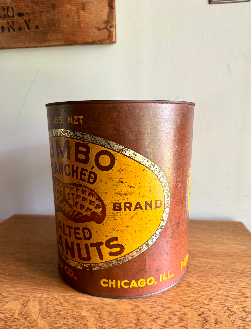 Antique Jumbo Blanched Salted Peanuts Tin ~ Peanut Specialty Co. Tin