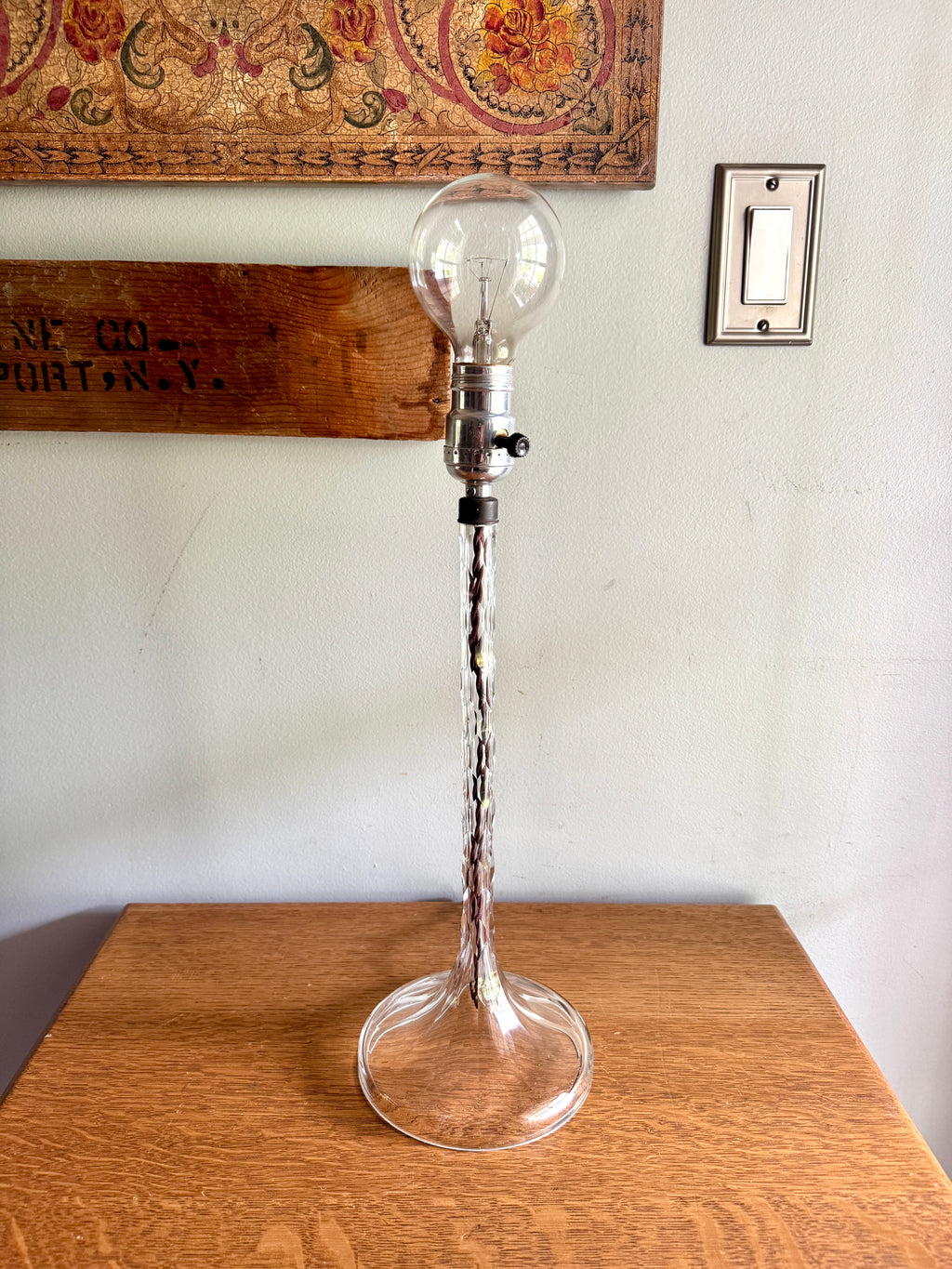 20th Century Clear Cut Crystal Table Lamp, European Design