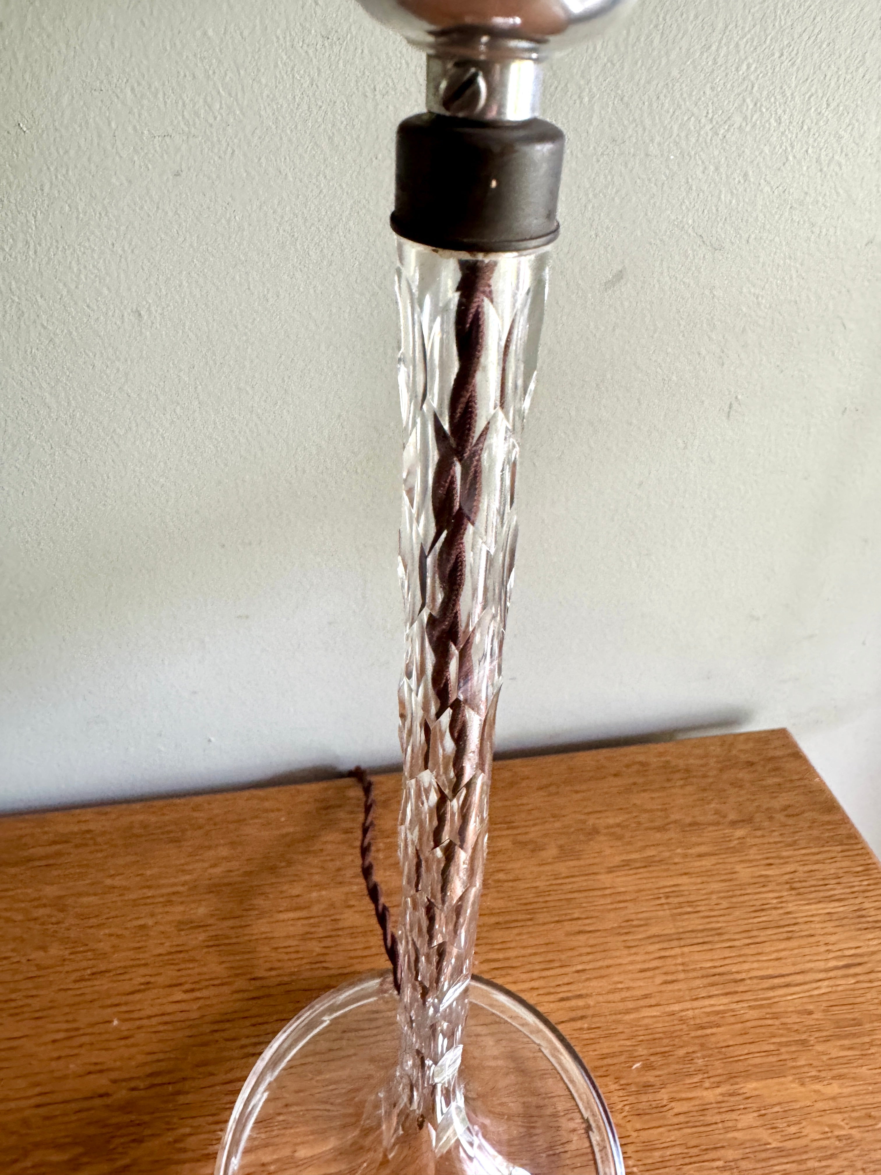 20th Century Clear Cut Crystal Table Lamp, European Design