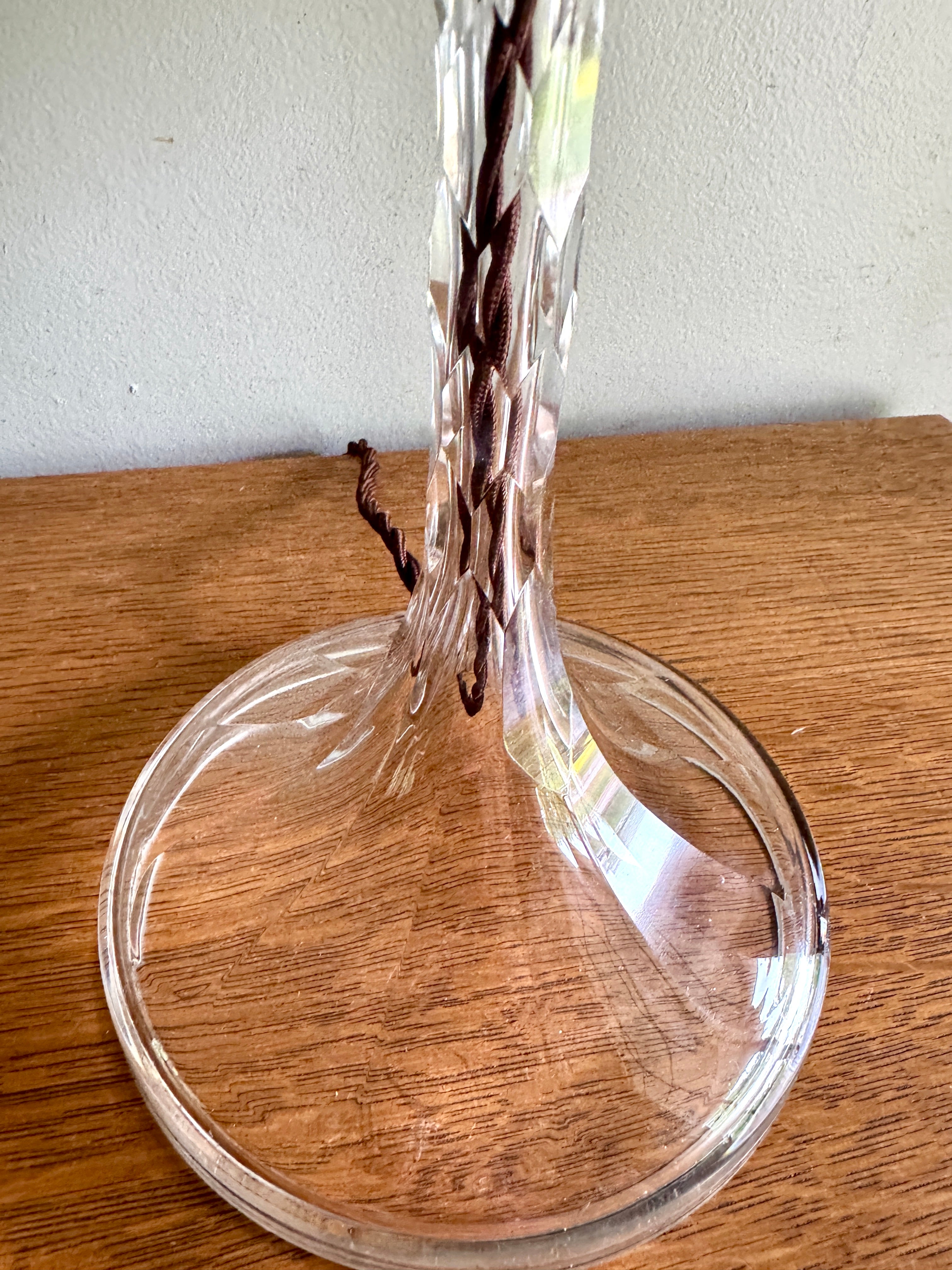 20th Century Clear Cut Crystal Table Lamp, European Design