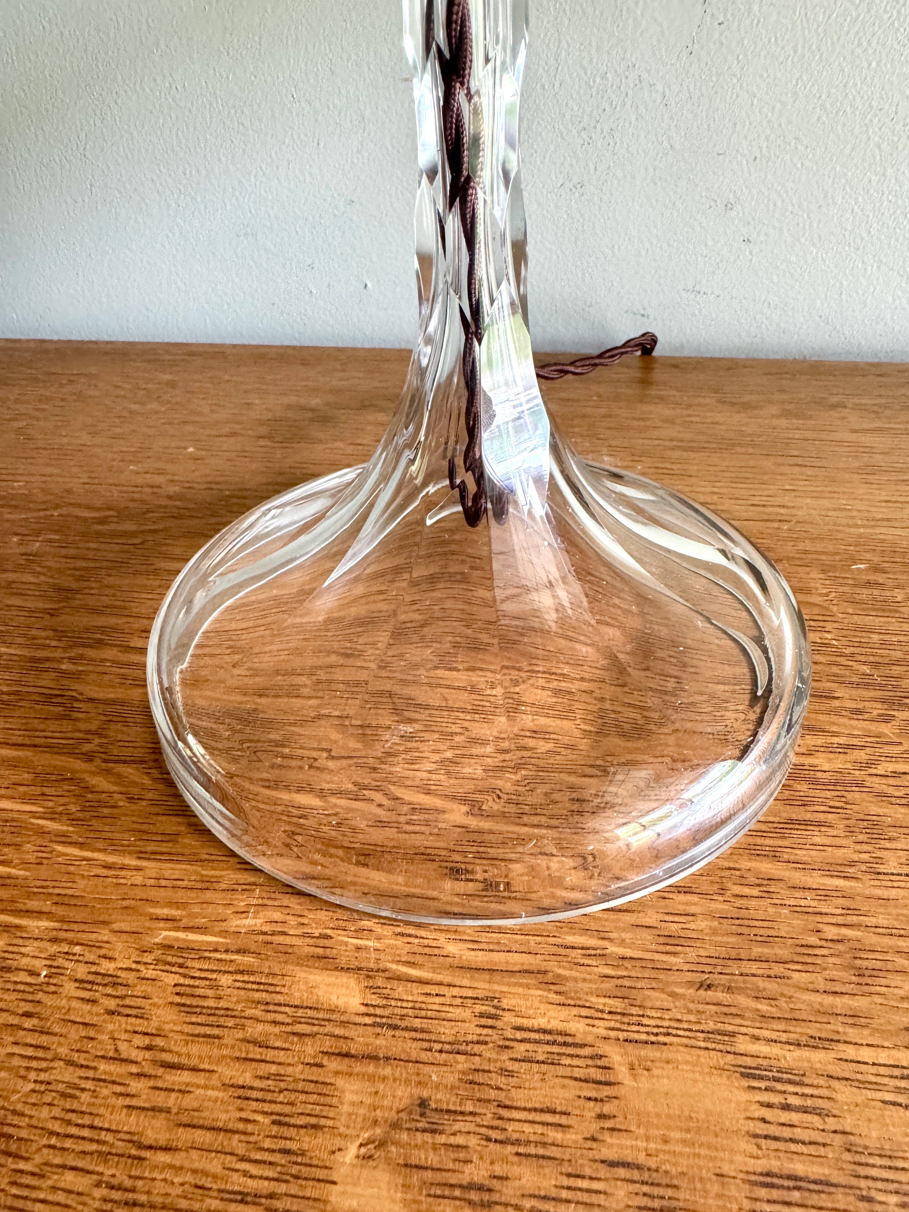 20th Century Clear Cut Crystal Table Lamp, European Design