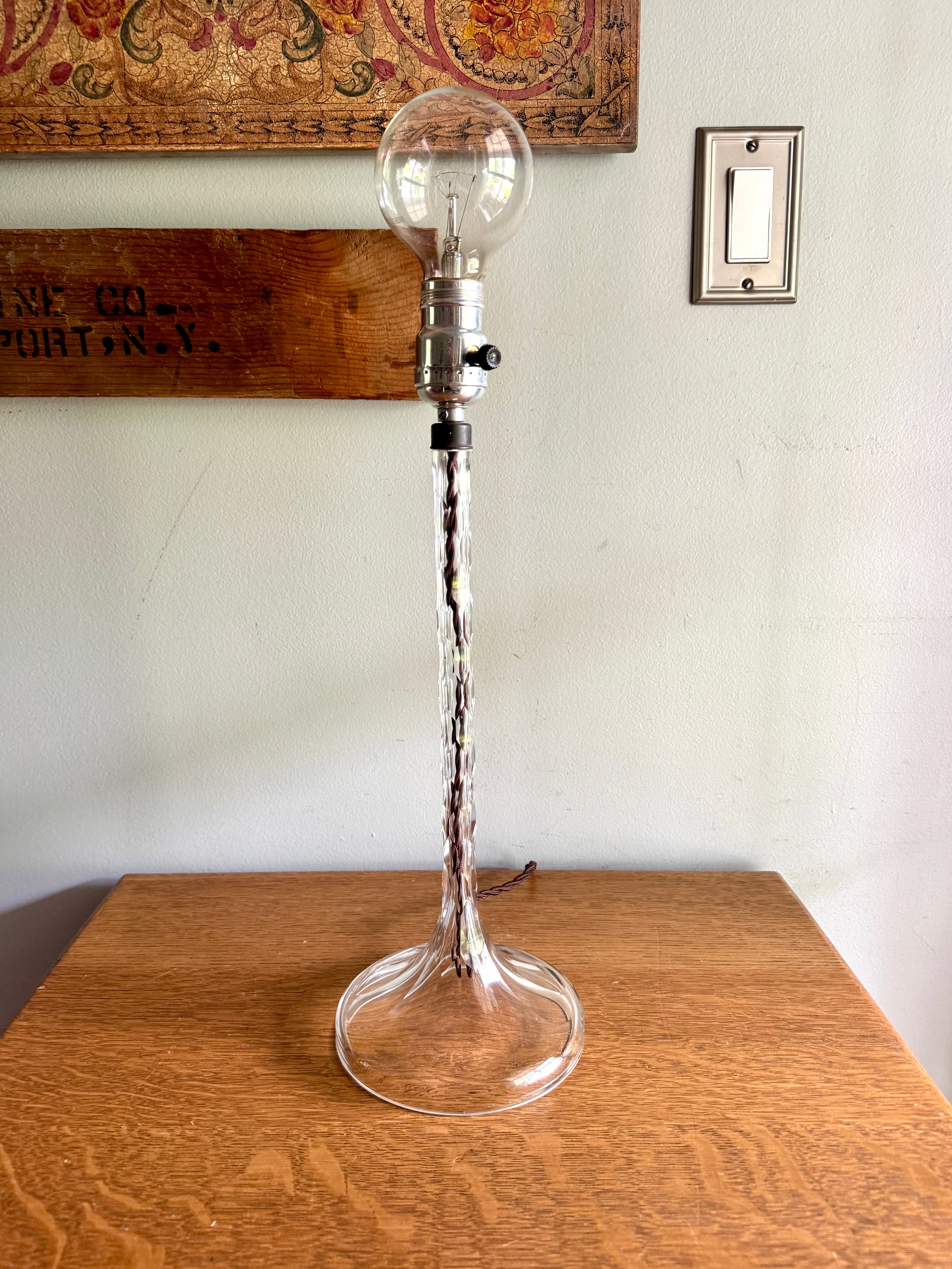 20th Century Clear Cut Crystal Table Lamp, European Design