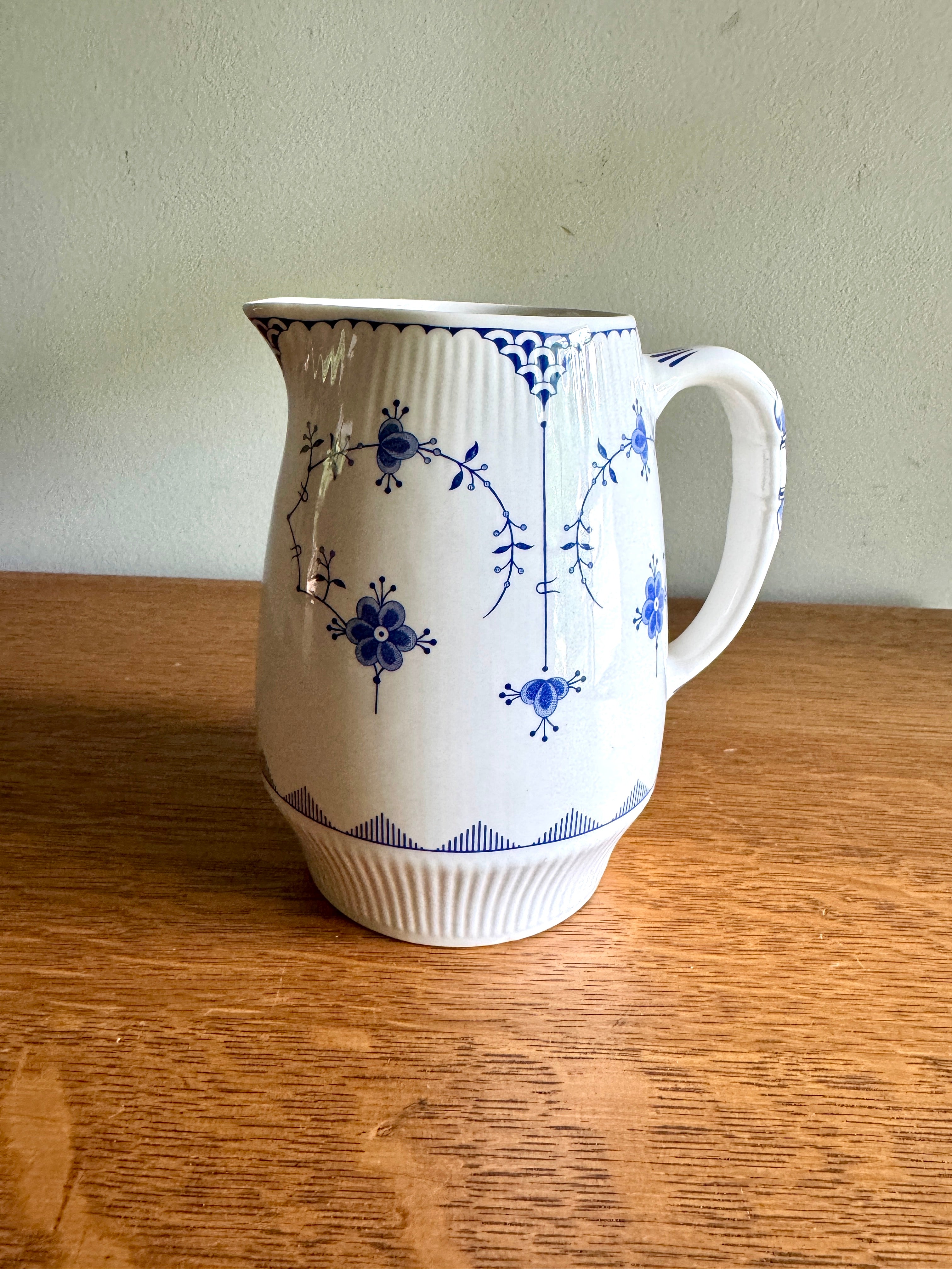 Vtg Denmark Blue 24 Oz Pitcher by Furnivals ~ Funivals Denmark Blue Pitcher