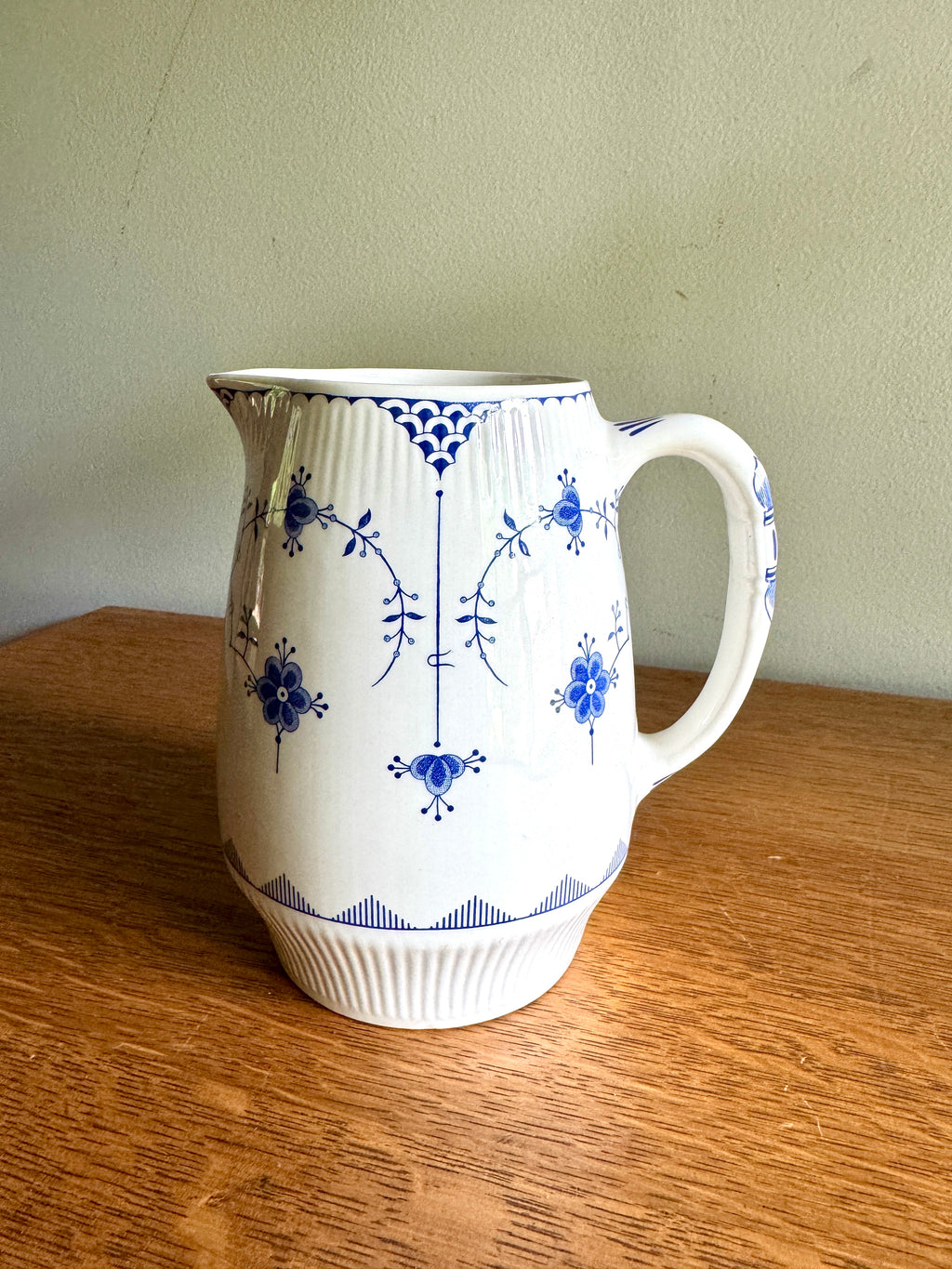 Vtg Denmark Blue 24 Oz Pitcher by Furnivals ~ Funivals Denmark Blue Pitcher