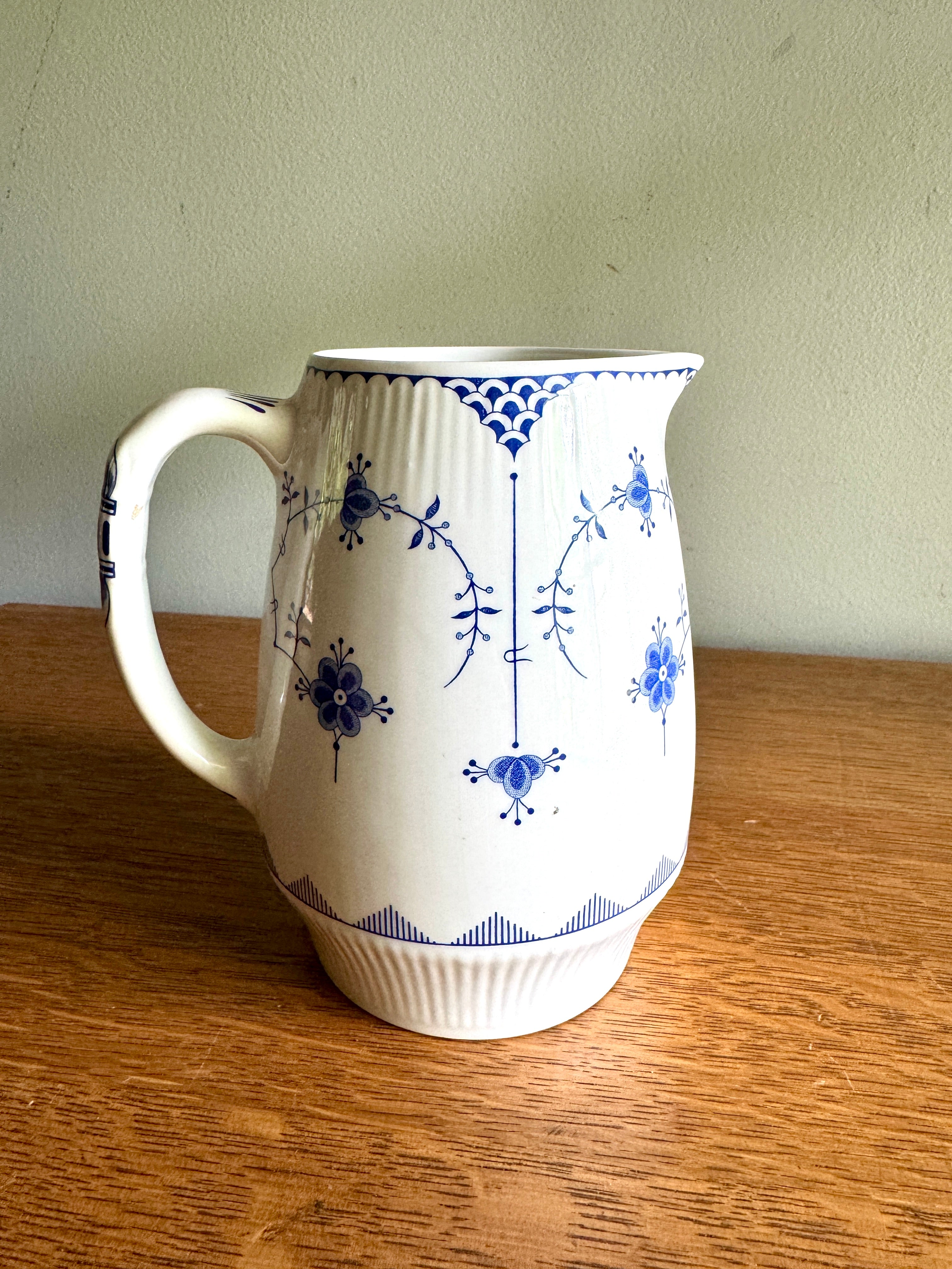 Vtg Denmark Blue 24 Oz Pitcher by Furnivals ~ Funivals Denmark Blue Pitcher