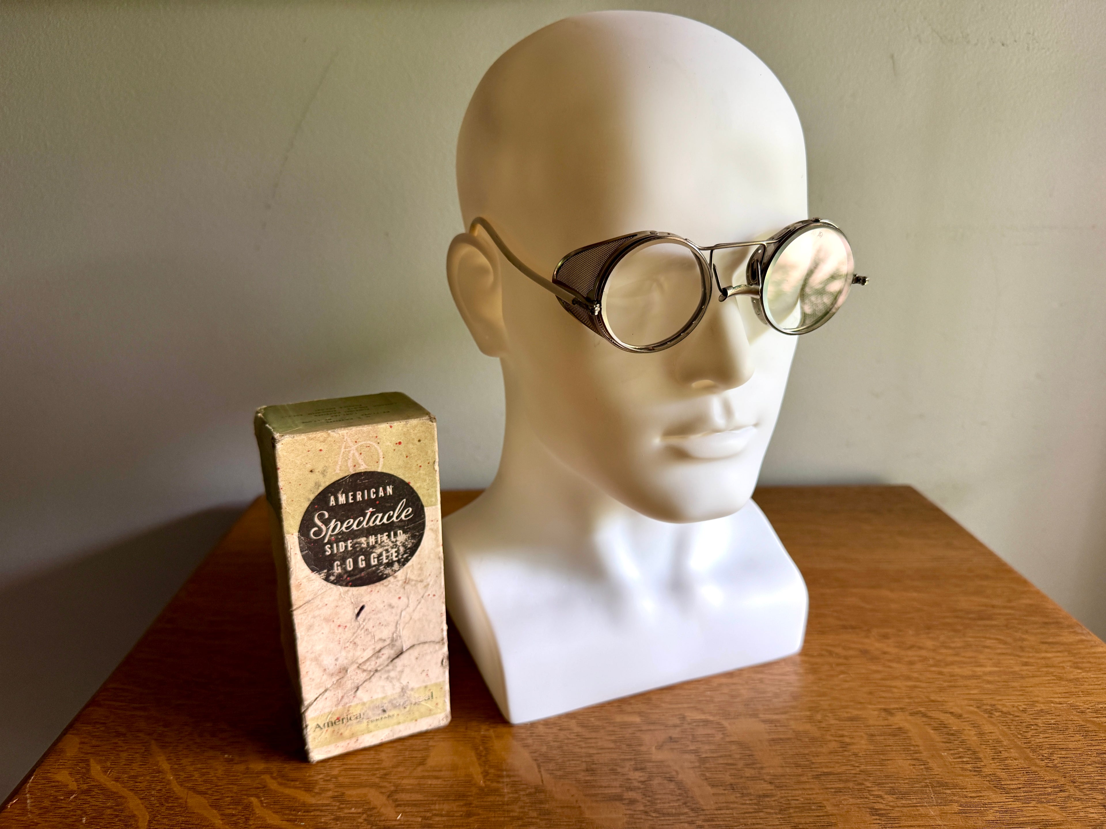 1930's American Optical Spectacle Side Shields Goggles ~ OA Safety/Motoring Glasses