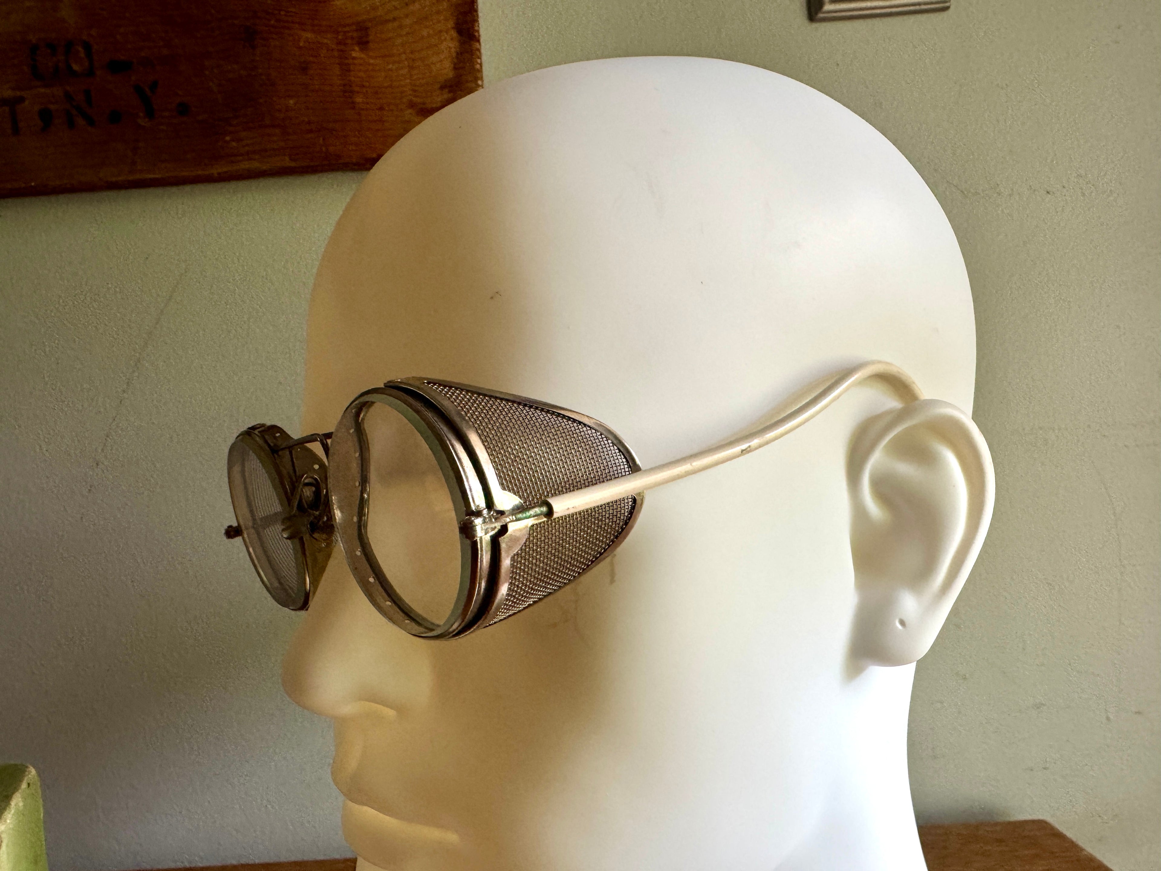 1930's American Optical Spectacle Side Shields Goggles ~ OA Safety/Motoring Glasses