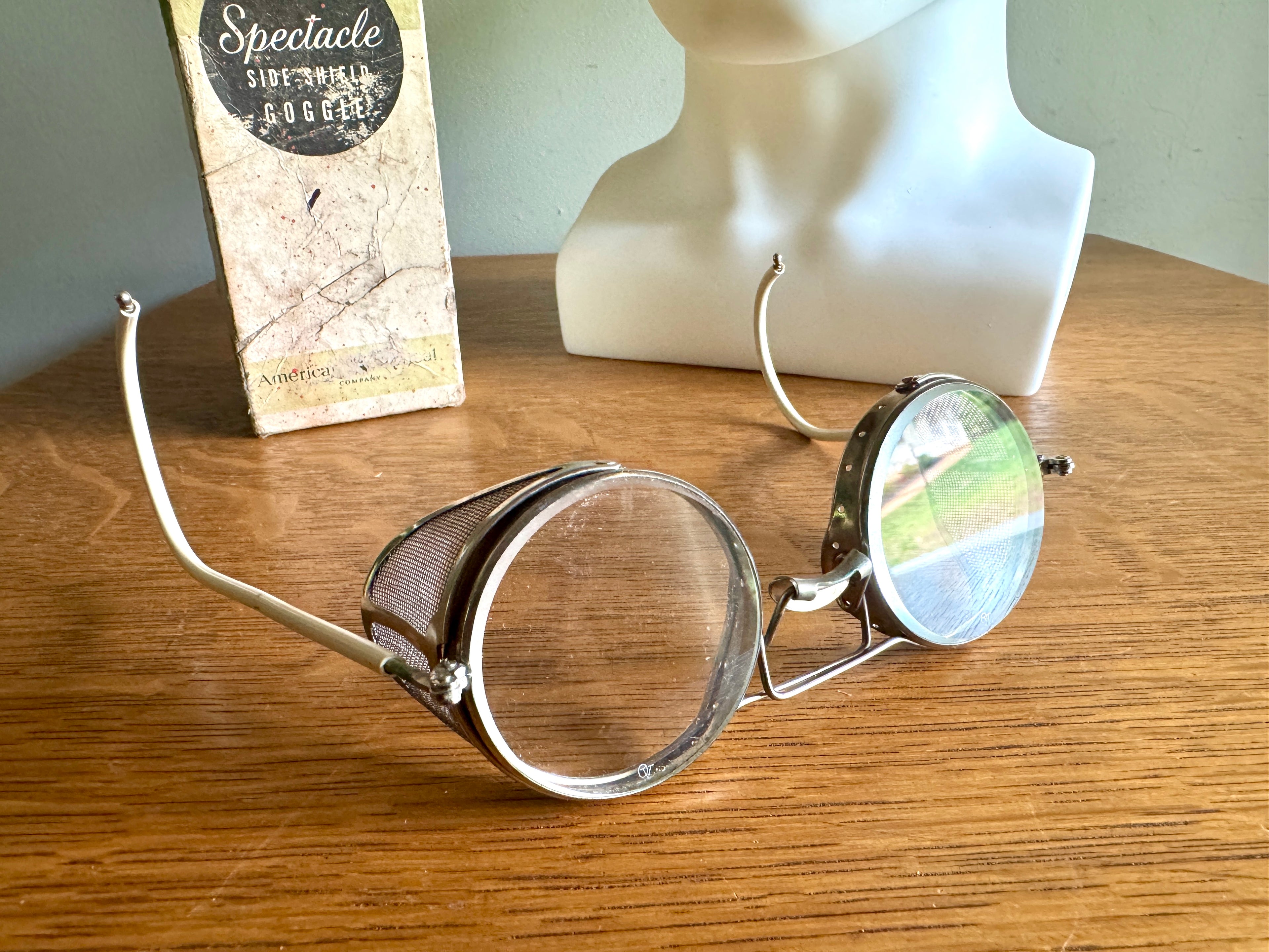 1930's American Optical Spectacle Side Shields Goggles ~ OA Safety/Motoring Glasses