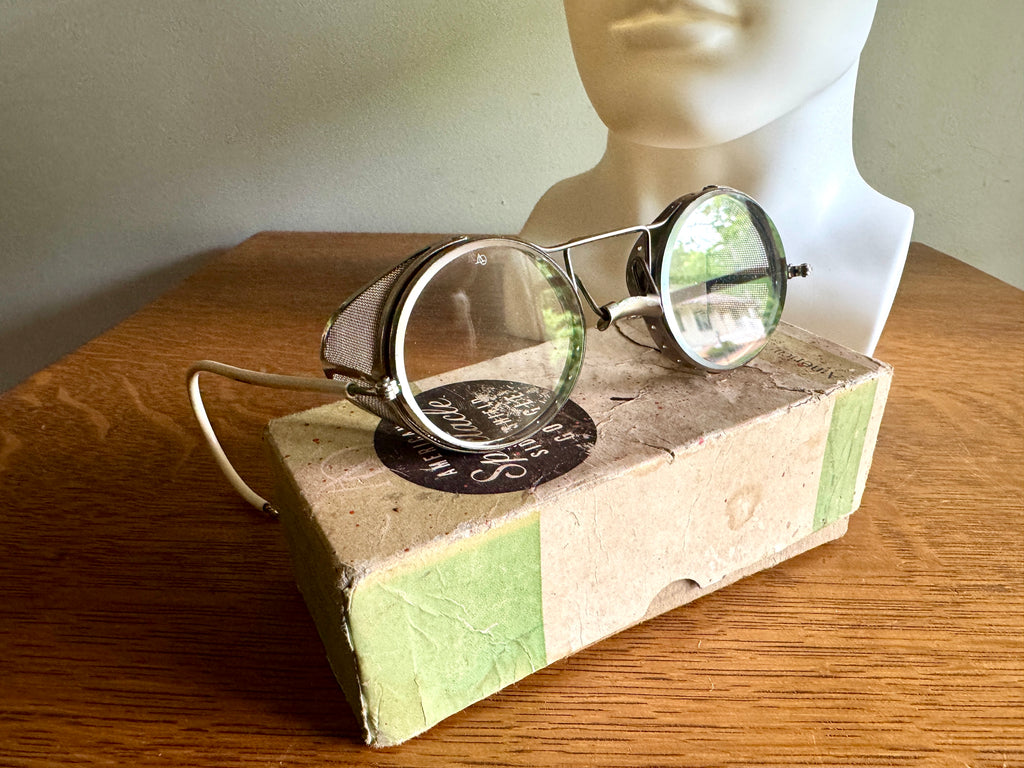 1930's American Optical Spectacle Side Shields Goggles ~ OA Safety/Motoring Glasses