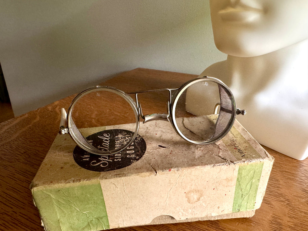 1930's American Optical Spectacle Side Shields Goggles ~ OA Safety/Motoring Glasses