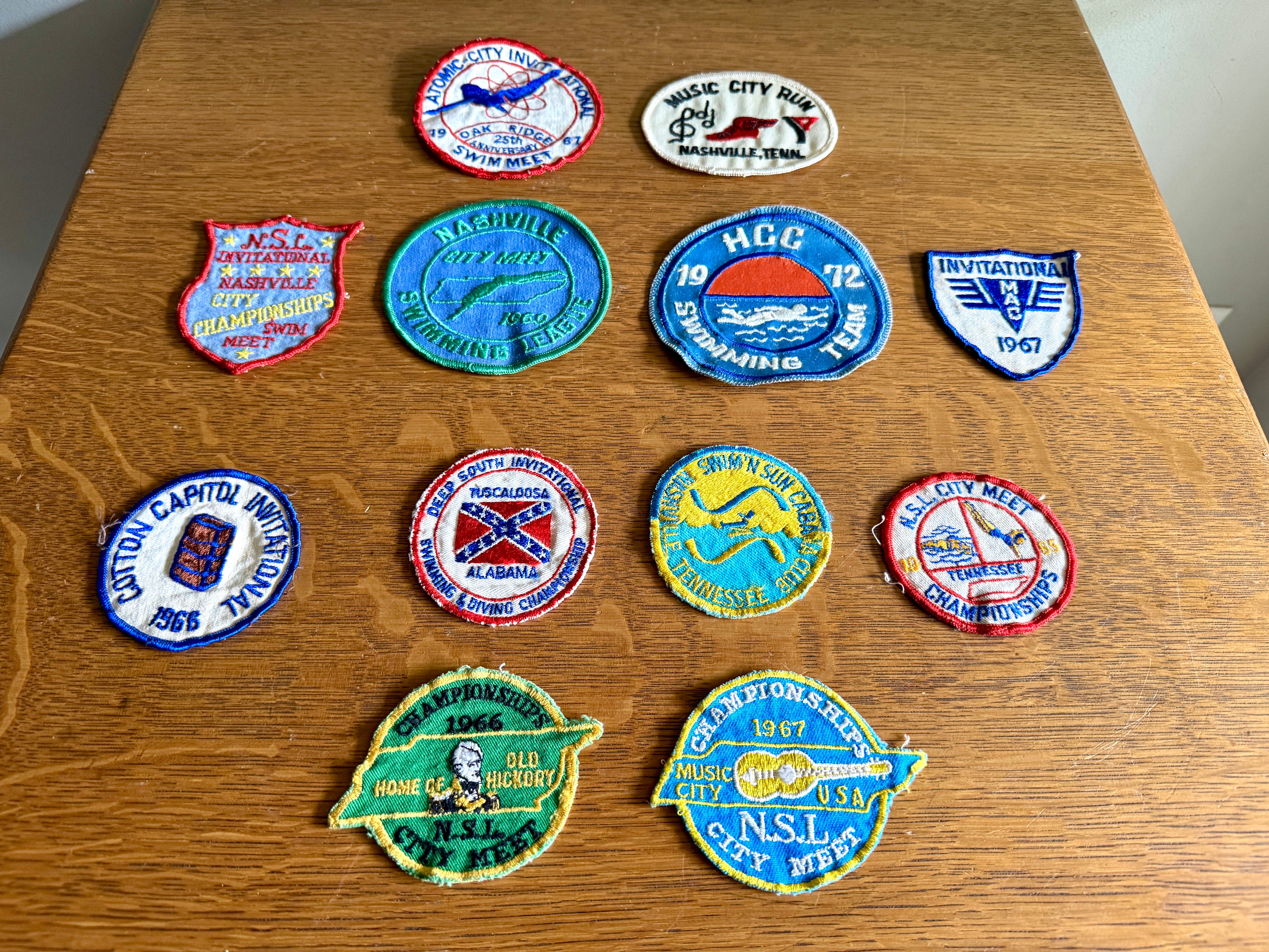 60's & 70's Lot of Swimming Badges ~ Swim Meet Badges Lot of 12