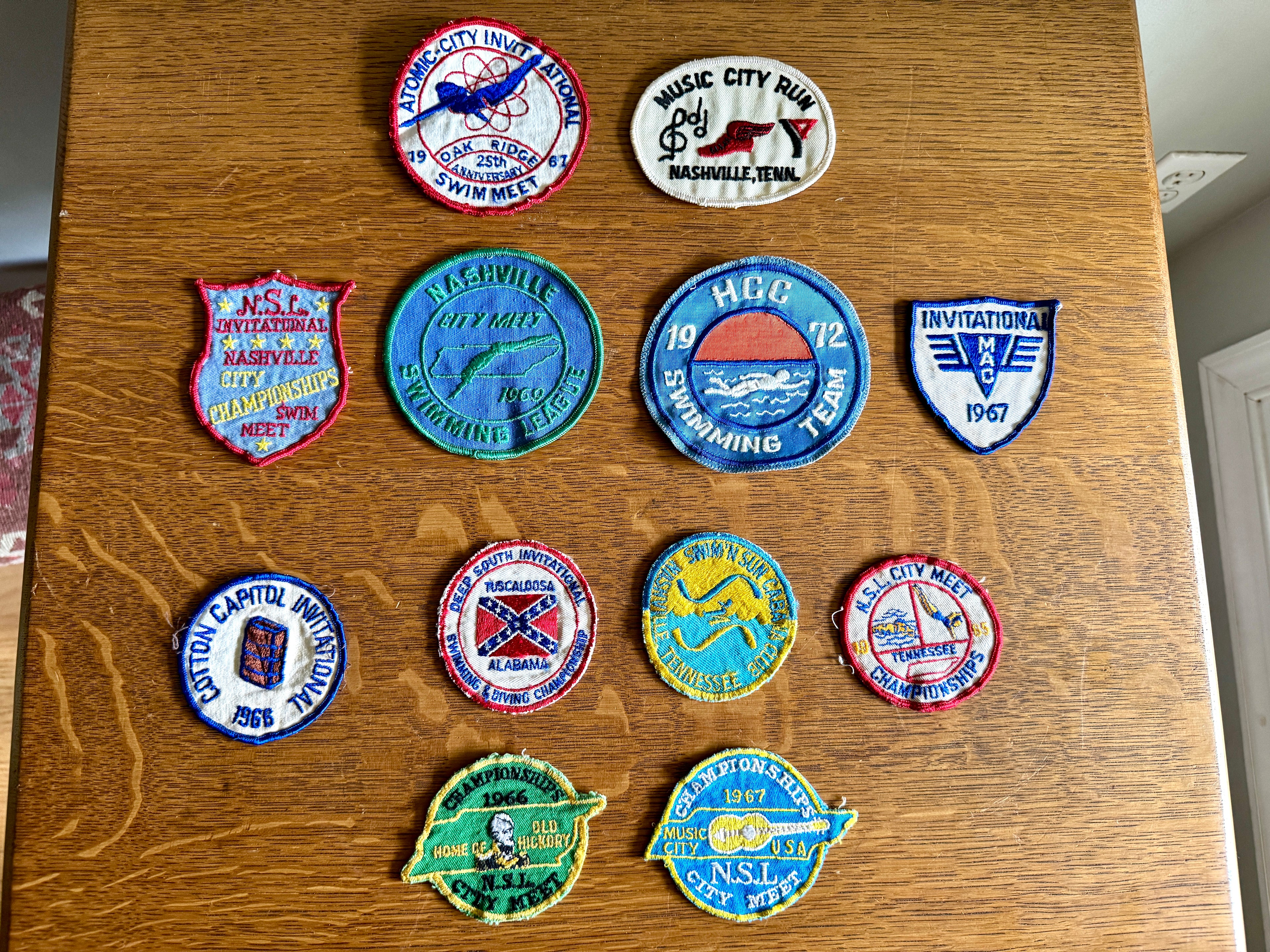 60's & 70's Lot of Swimming Badges ~ Swim Meet Badges Lot of 12