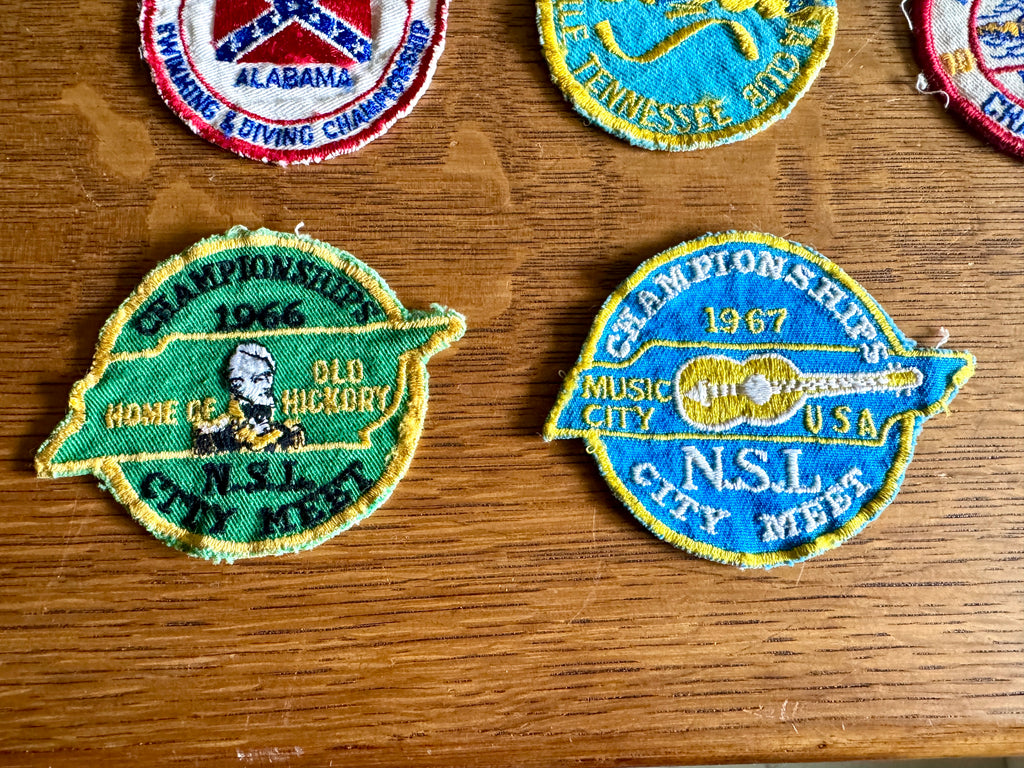 60's & 70's Lot of Swimming Badges ~ Swim Meet Badges Lot of 12