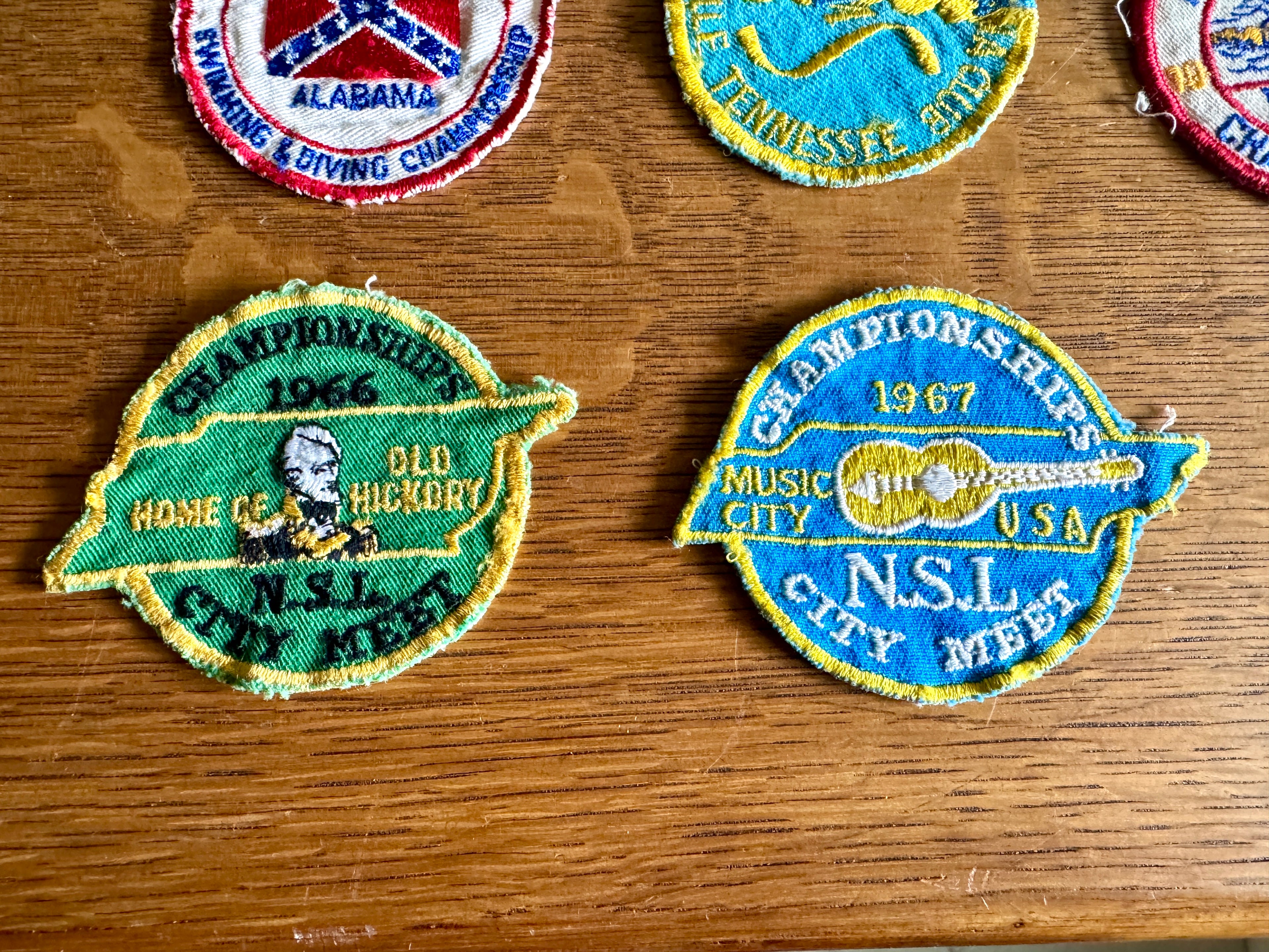 60's & 70's Lot of Swimming Badges ~ Swim Meet Badges Lot of 12