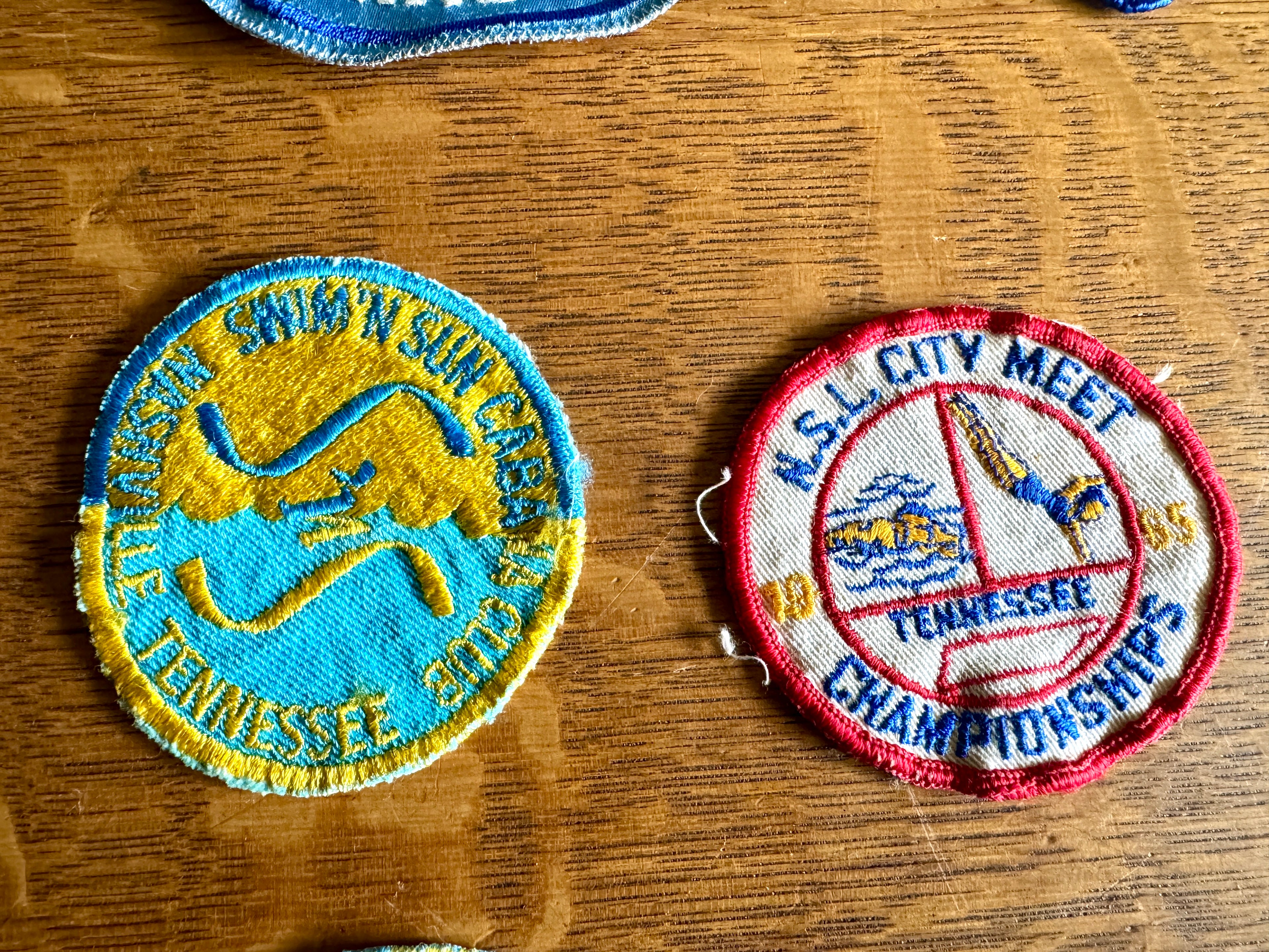 60's & 70's Lot of Swimming Badges ~ Swim Meet Badges Lot of 12