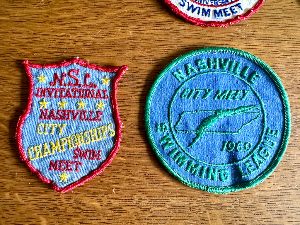 60's & 70's Lot of Swimming Badges ~ Swim Meet Badges Lot of 12