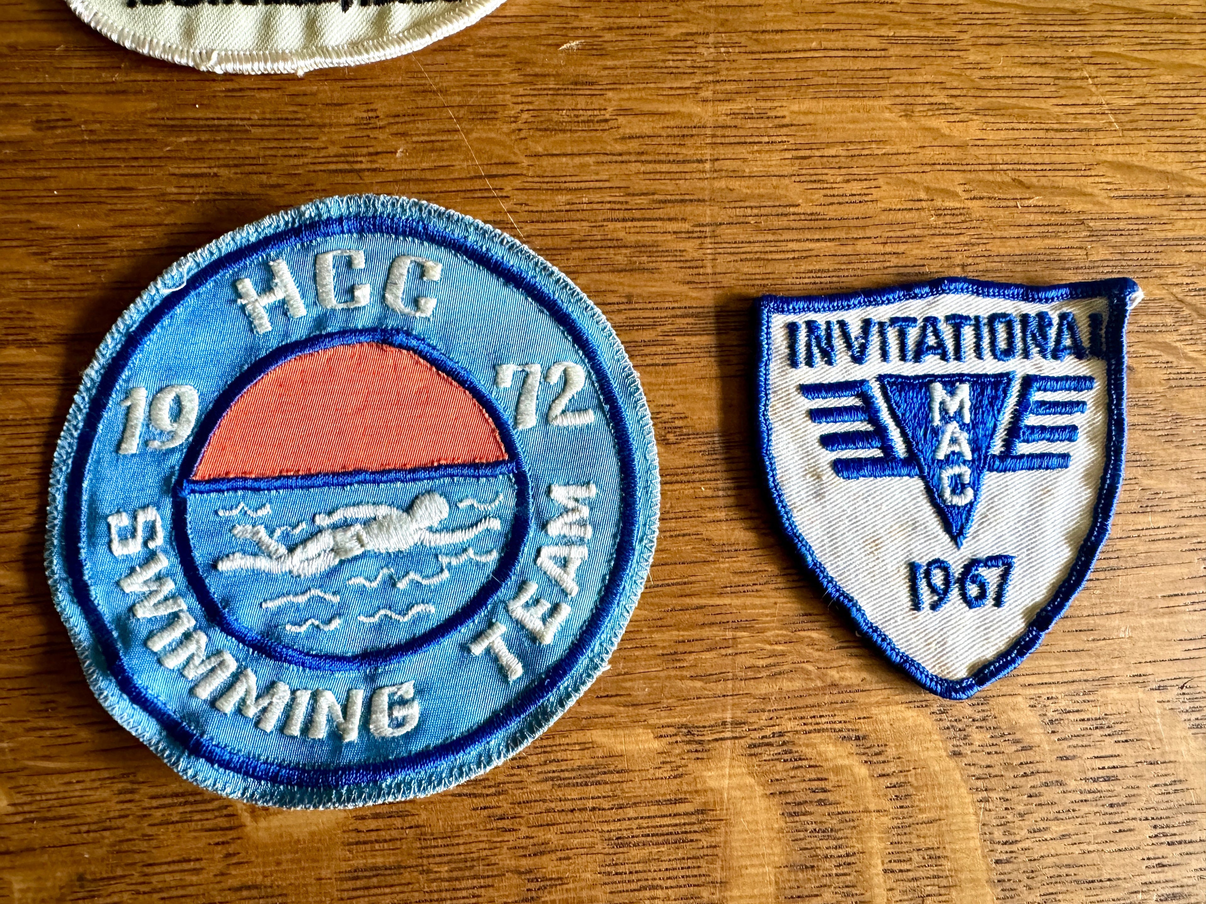 60's & 70's Lot of Swimming Badges ~ Swim Meet Badges Lot of 12