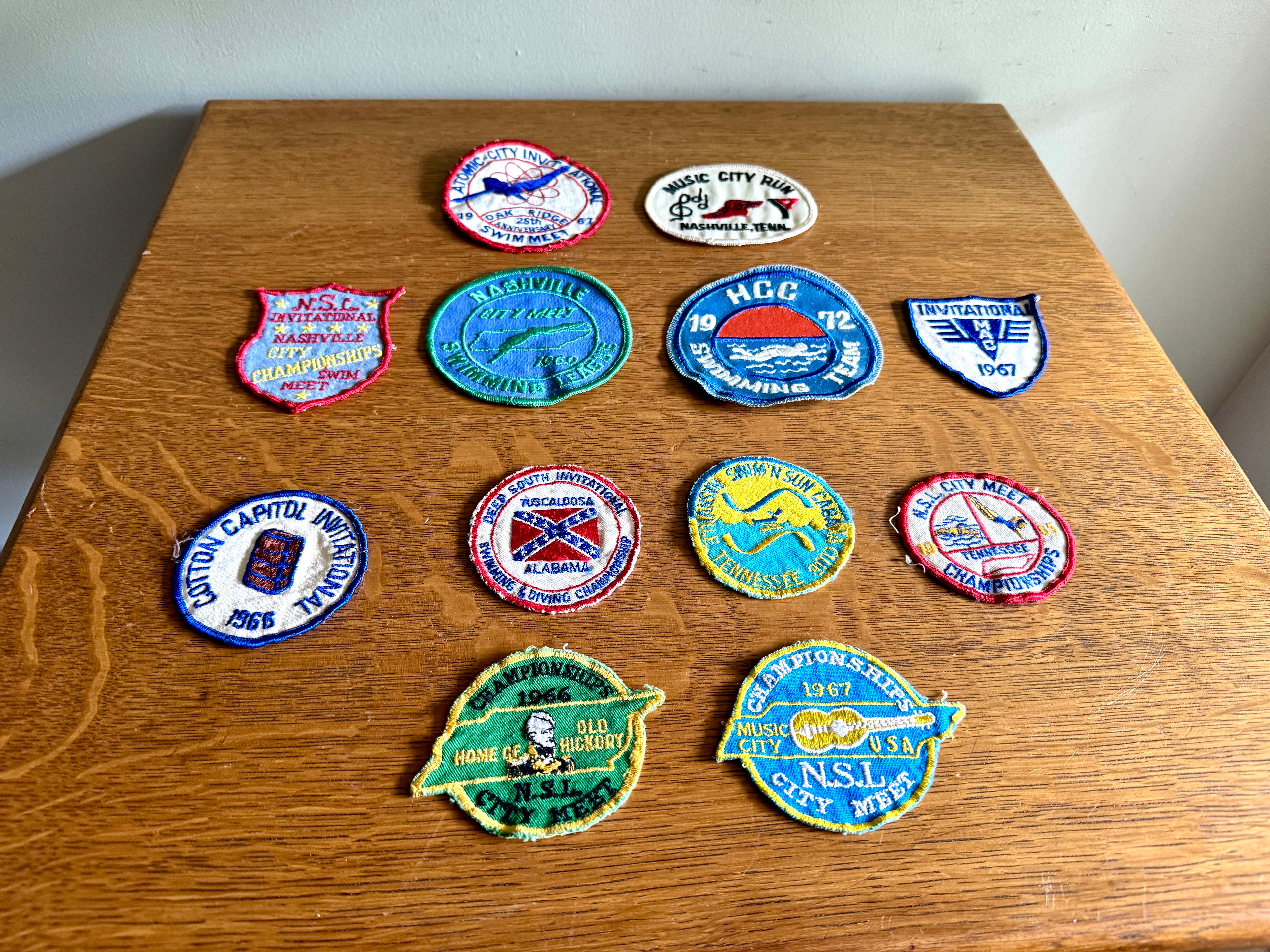 60's & 70's Lot of Swimming Badges ~ Swim Meet Badges Lot of 12