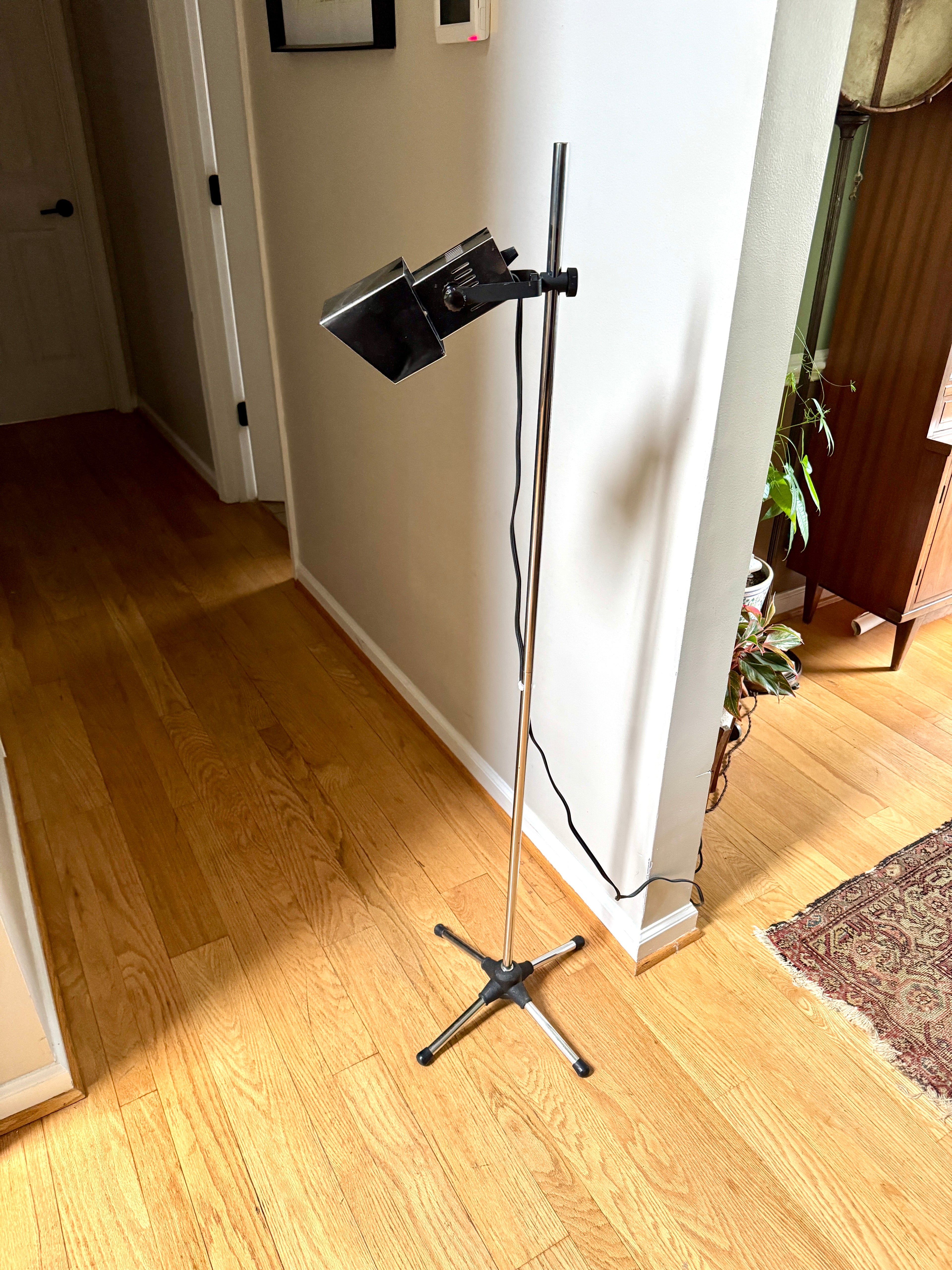70's Chrome Koch & Lowy Spotlight Style Floor Lamp ~ Stage Light Style Floor Lamp