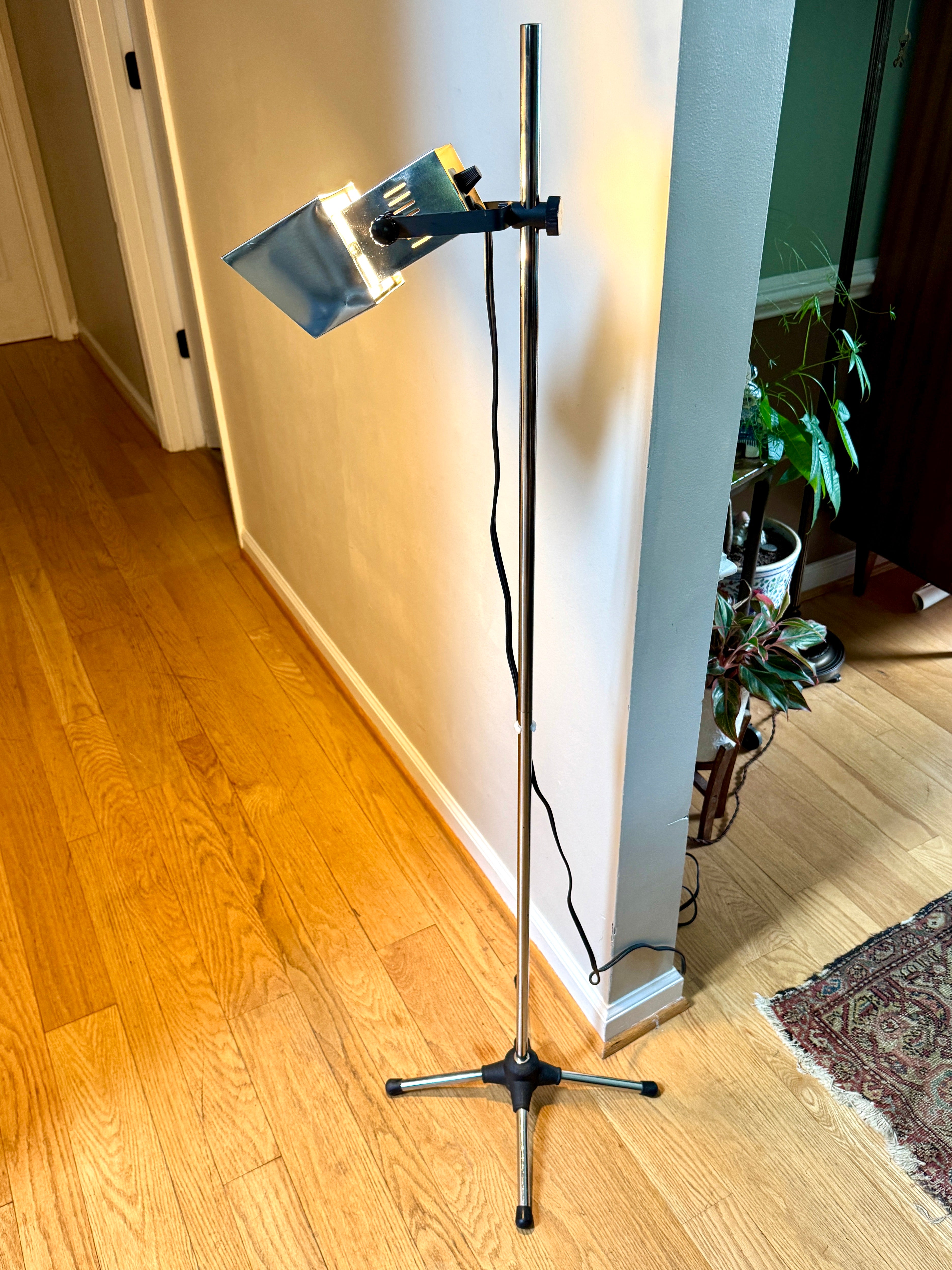 70's Chrome Koch & Lowy Spotlight Style Floor Lamp ~ Stage Light Style Floor Lamp