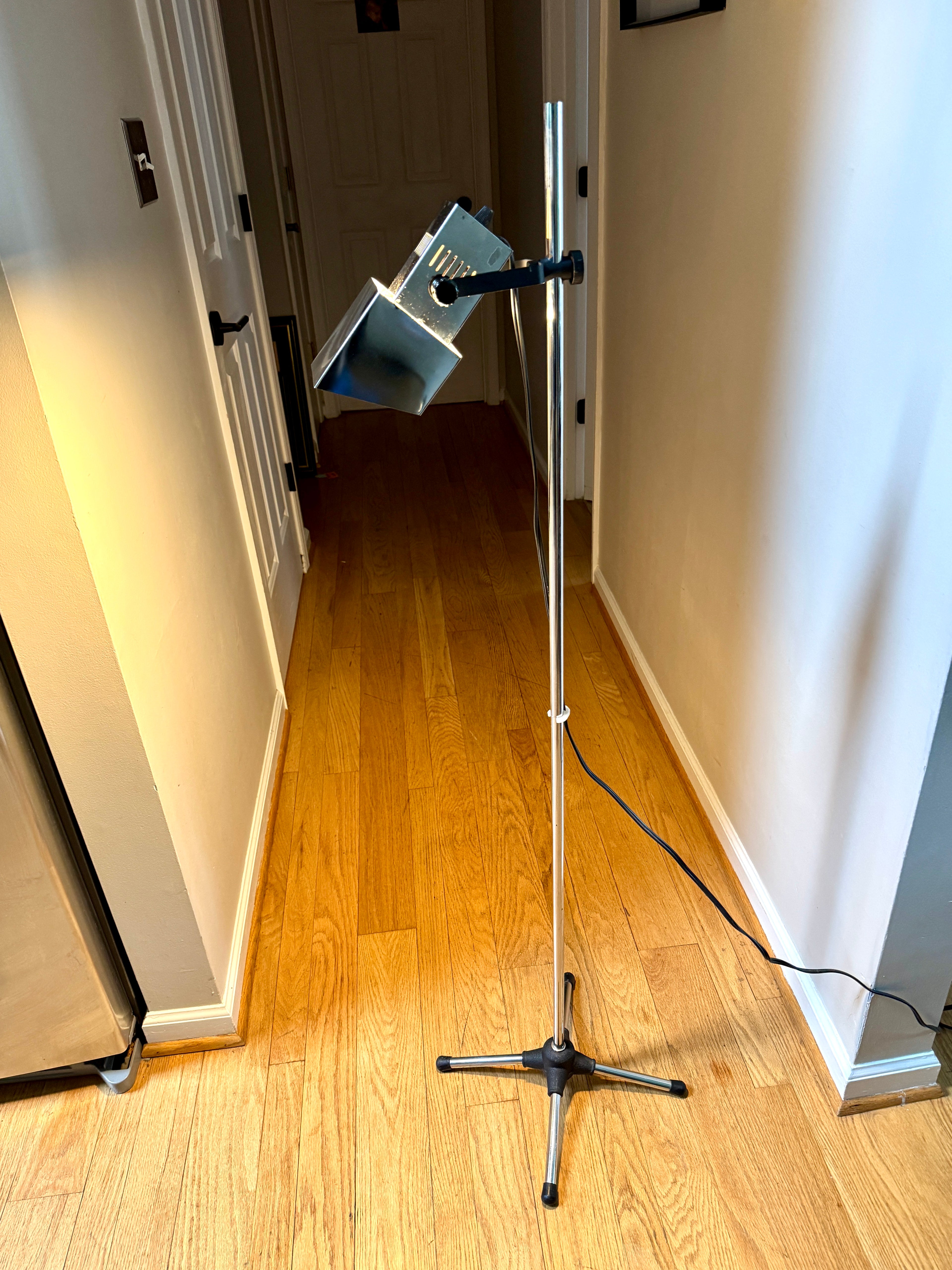 70's Chrome Koch & Lowy Spotlight Style Floor Lamp ~ Stage Light Style Floor Lamp