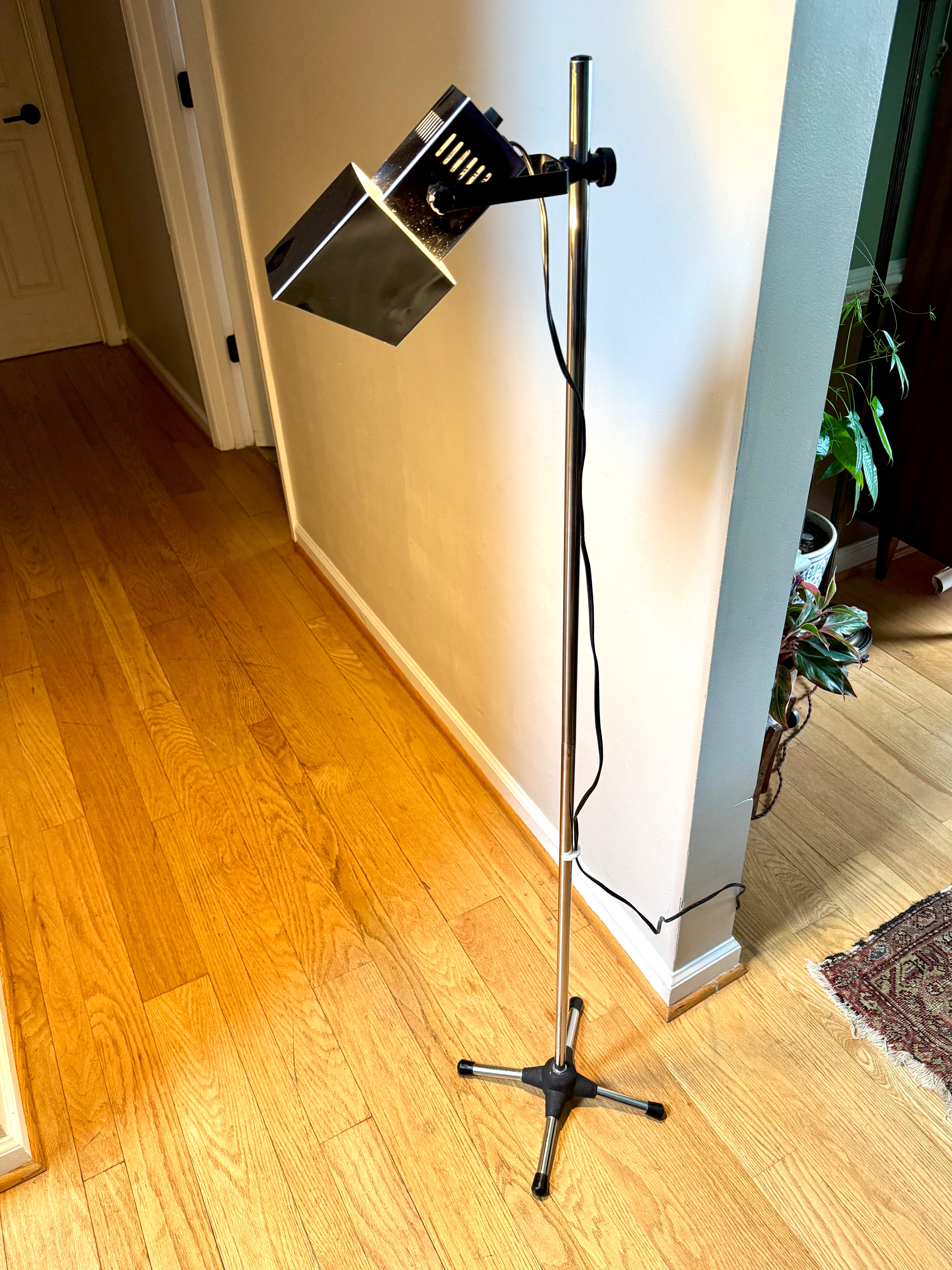 70's Chrome Koch & Lowy Spotlight Style Floor Lamp ~ Studio Stage Light Style Floor Lamp